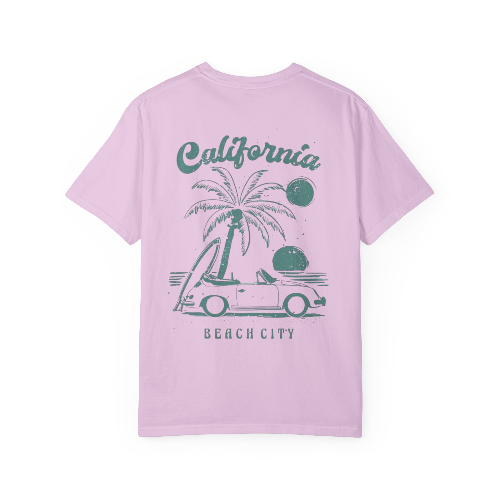 California Beach City graphic T-shirt | CA palm tree surf car design - Görsel 34