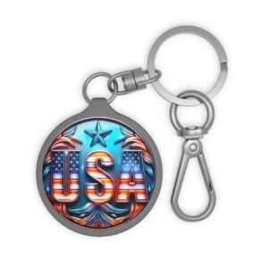 USA Flag Patriotic Keyring Tag | American Stars Stripes Keychain