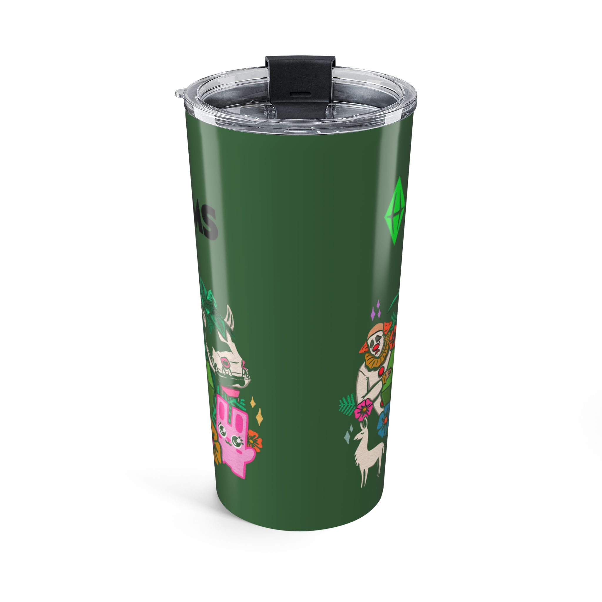 Personalized Cute Sims Plumbob Characters Tumbler | 20oz Green Gaming Drinkware - Görsel 2