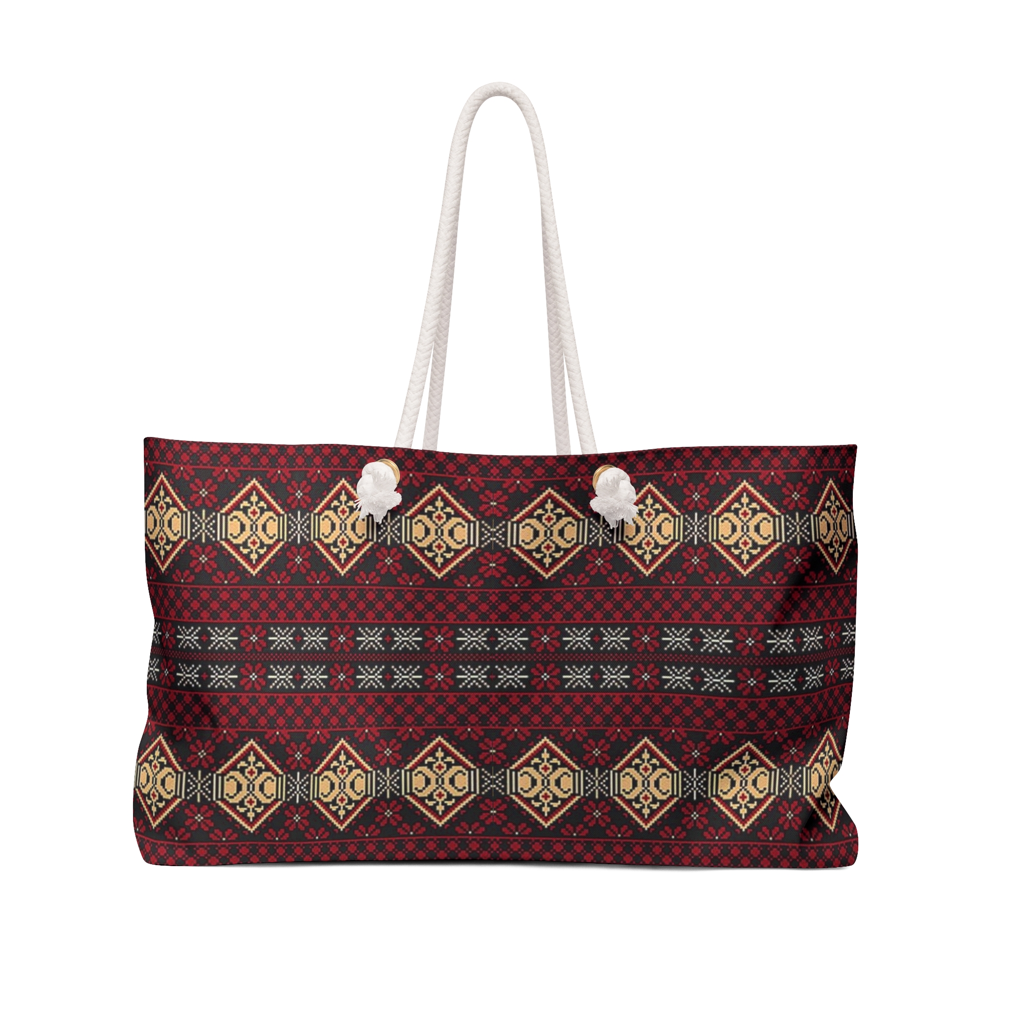 Tribal Geometric Pattern Weekender Bag | Boho Aztec Travel Tote