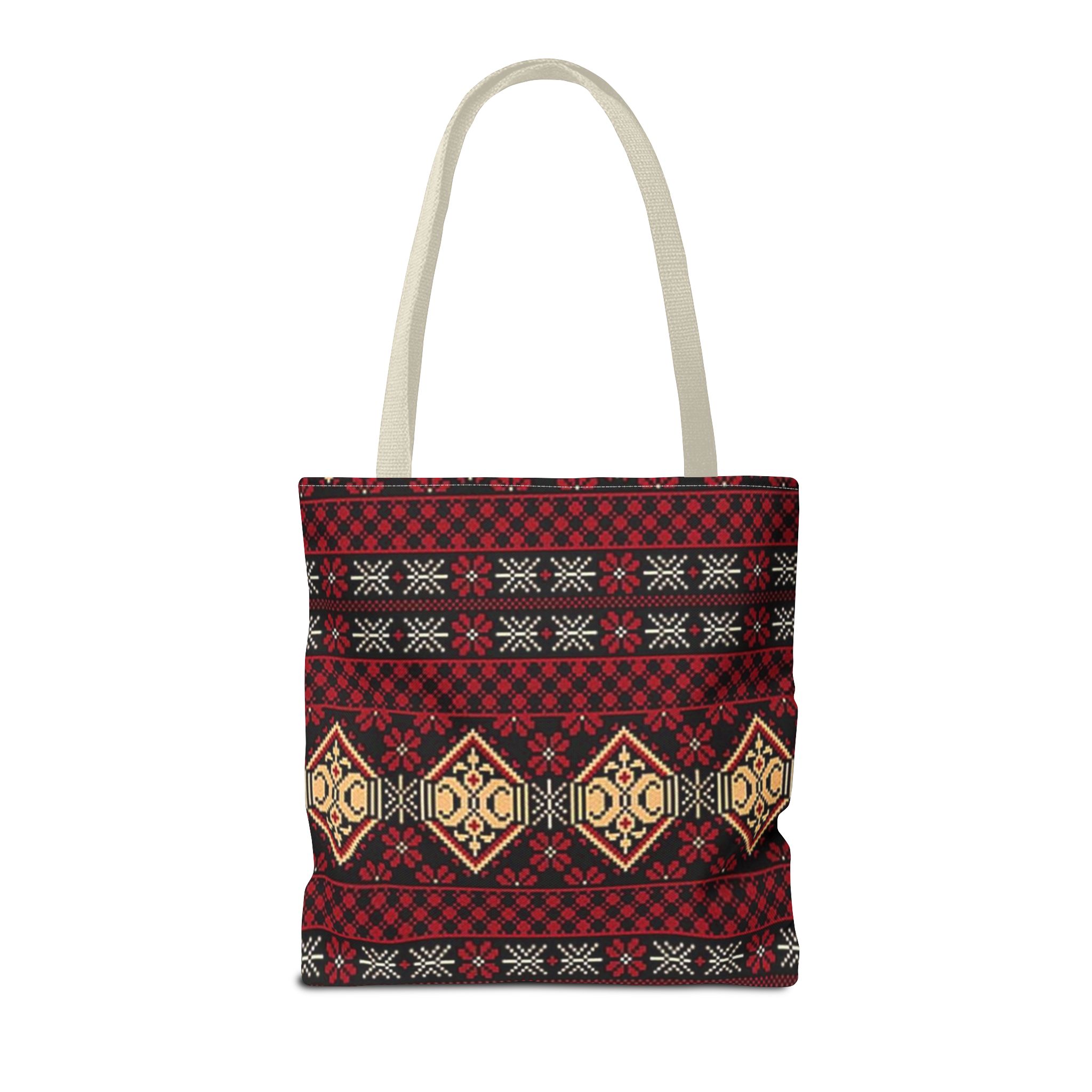 Geometric Tribal Pattern Tote | Red Aztec Boho Tote Bag - Görsel 26