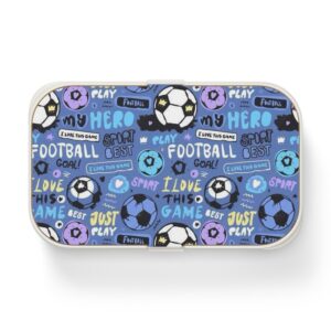 Soccer Doodles Bento Lunch Box | Football Pattern, Blue Kids Lunchbox