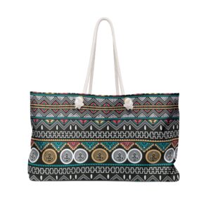 Boho Tribal Pattern Weekender Bag | Aztec Chevron Travel Tote