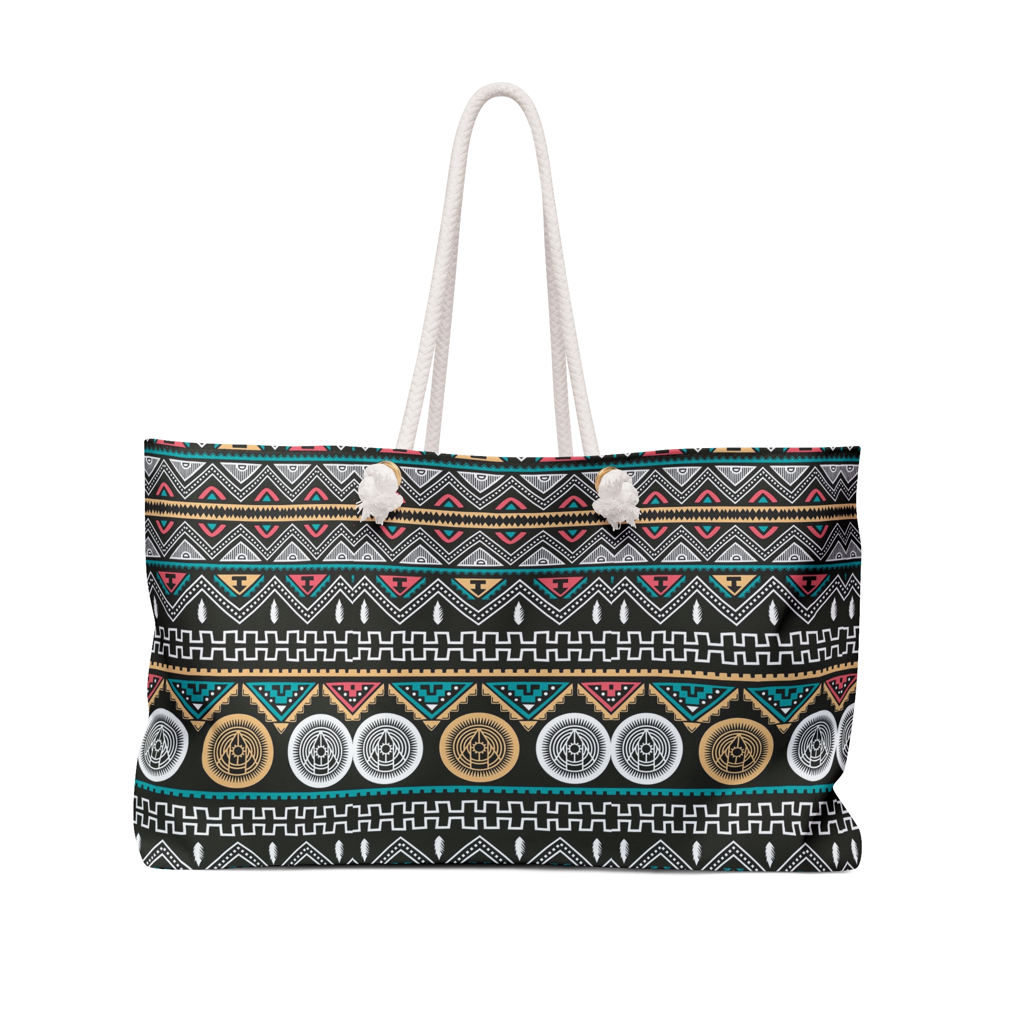 Boho Tribal Pattern Weekender Bag | Aztec Chevron Travel Tote