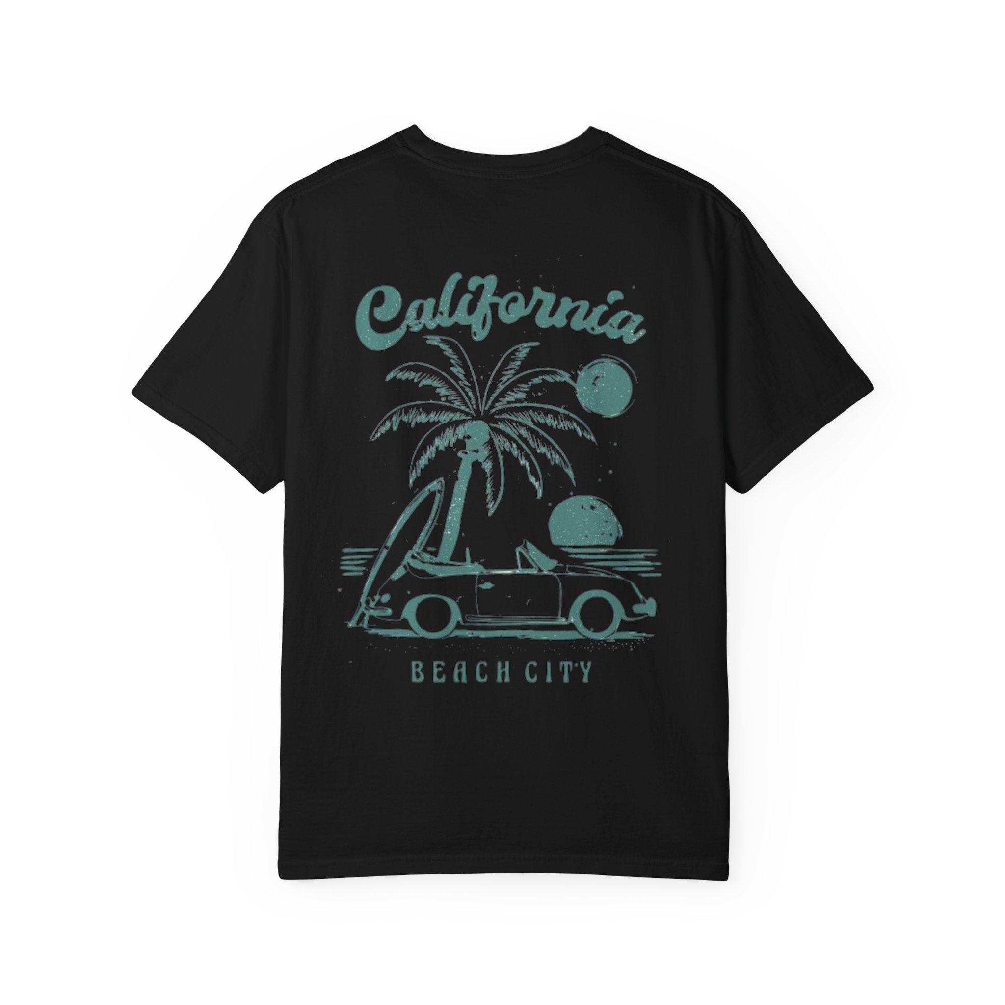 California Beach City graphic T-shirt | CA palm tree surf car design - Görsel 26