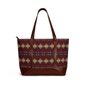 Rustic Geometric Pattern Handbag | Burgundy Aztec Tote