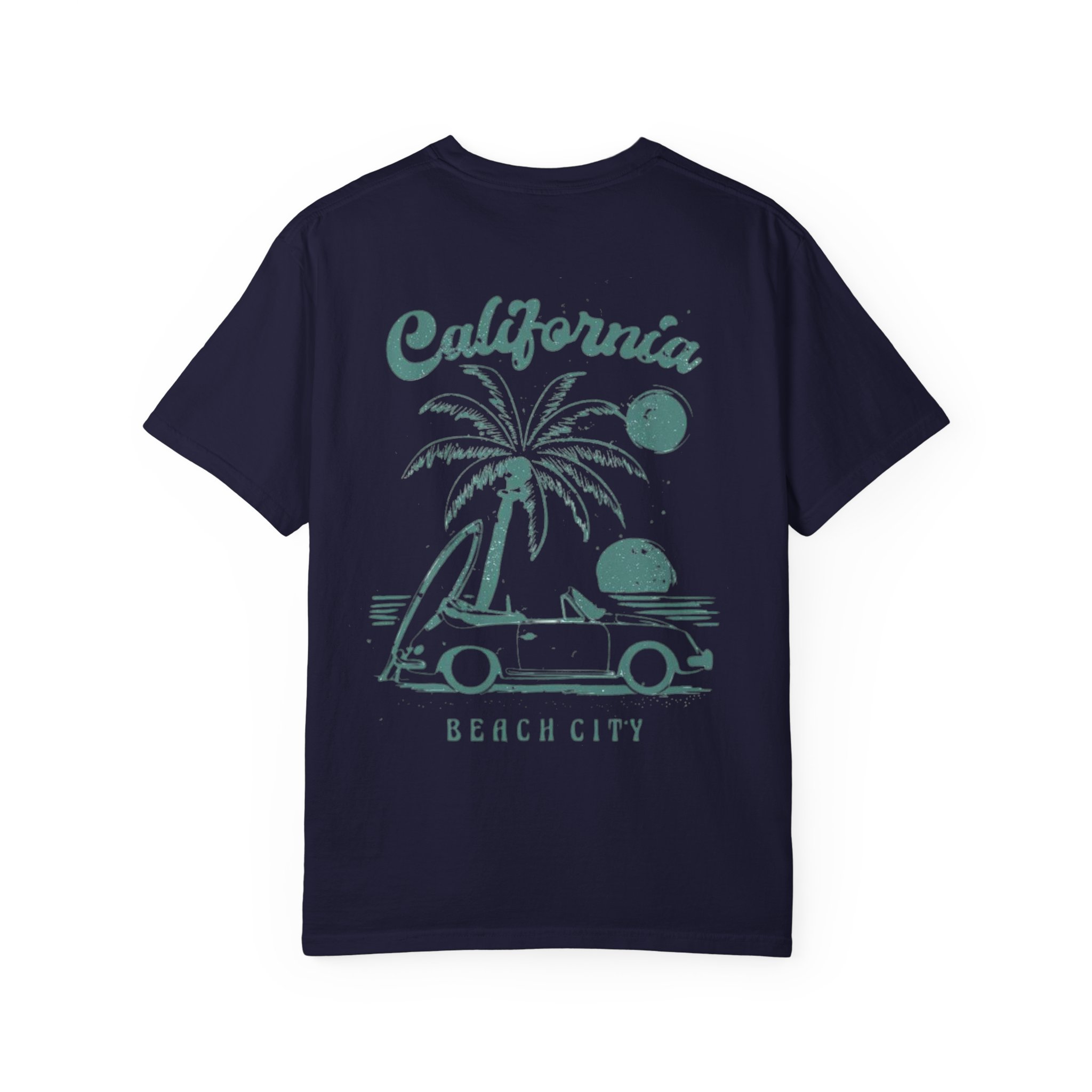 California Beach City graphic T-shirt | CA palm tree surf car design - Görsel 22