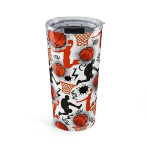 Basketball Pattern Tumbler 20oz | Sport, Ball, Player Silhouettes