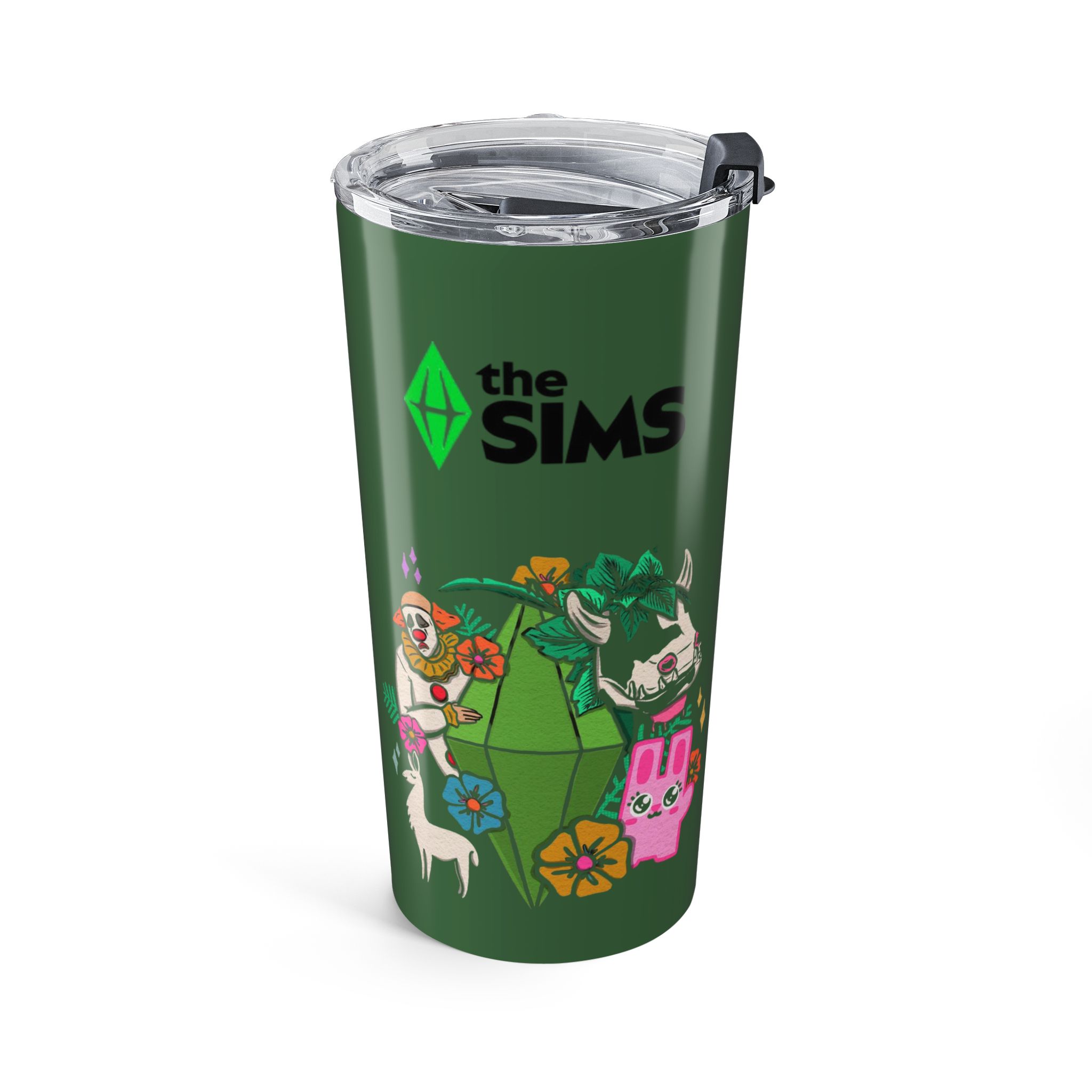 Personalized Cute Sims Plumbob Characters Tumbler | 20oz Green Gaming Drinkware - Görsel 3