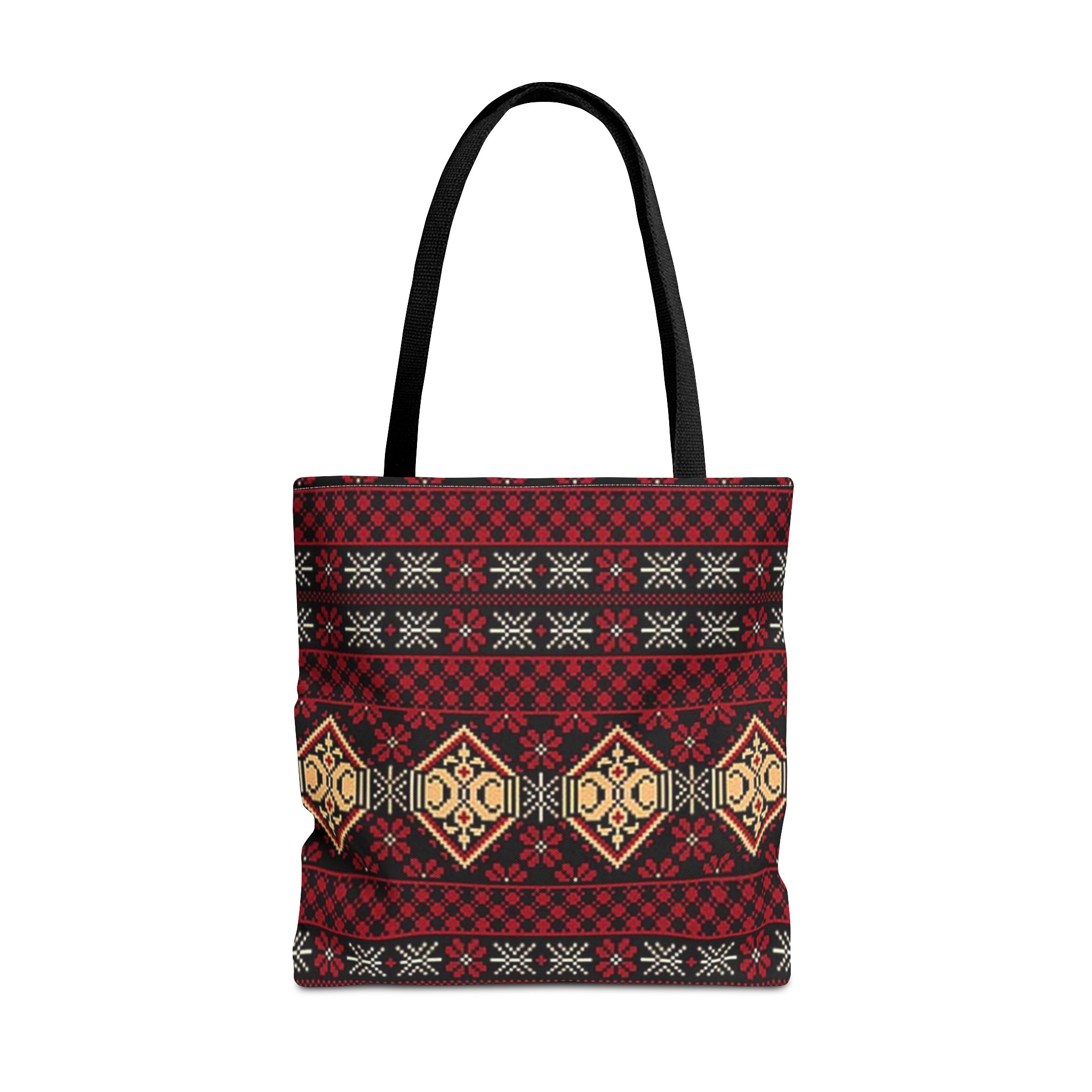 Geometric Tribal Pattern Tote | Red Aztec Boho Tote Bag - Görsel 5