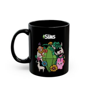 The Sims Plumbob Floral Characters Mug | Black Ceramic Mug