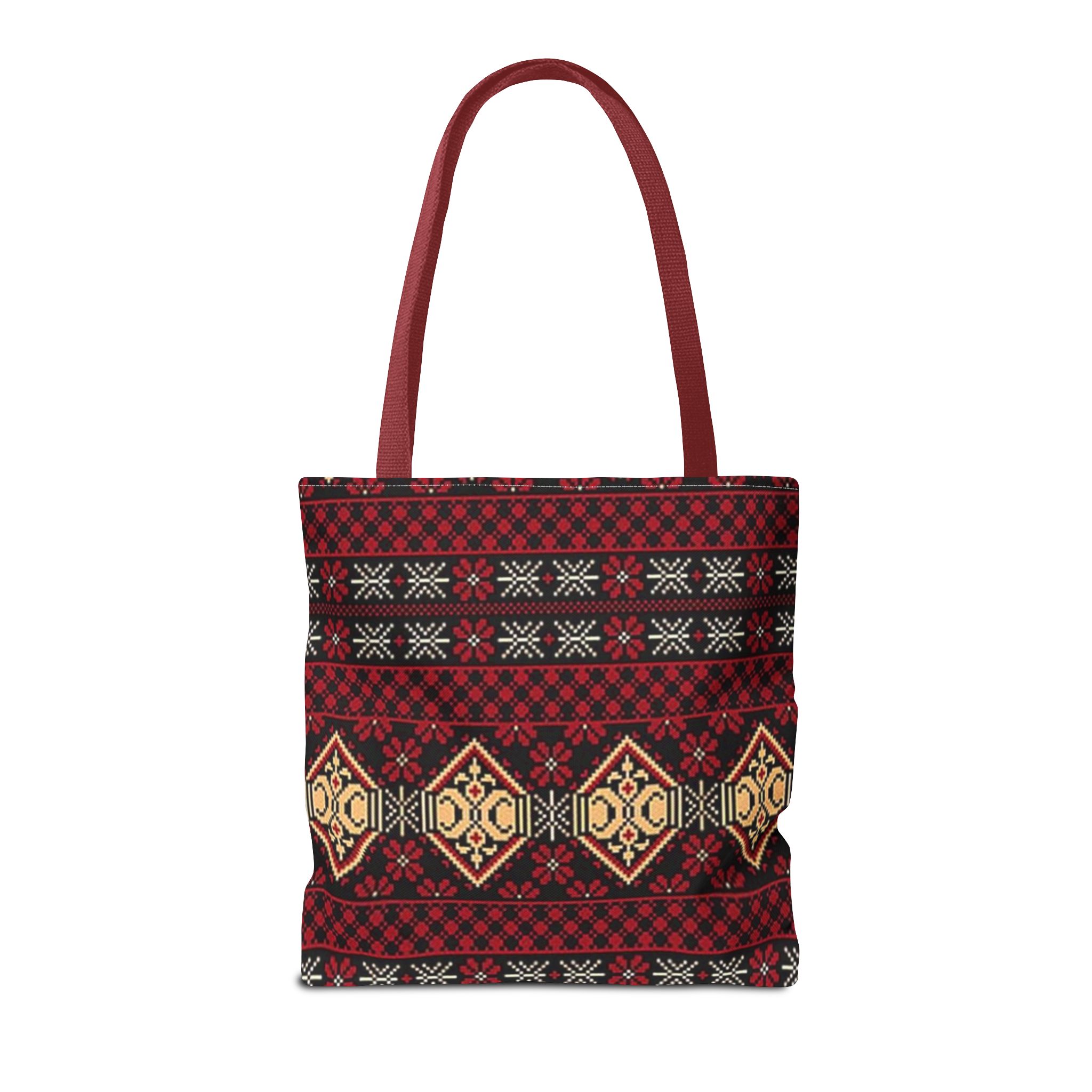 Geometric Tribal Pattern Tote | Red Aztec Boho Tote Bag - Görsel 10