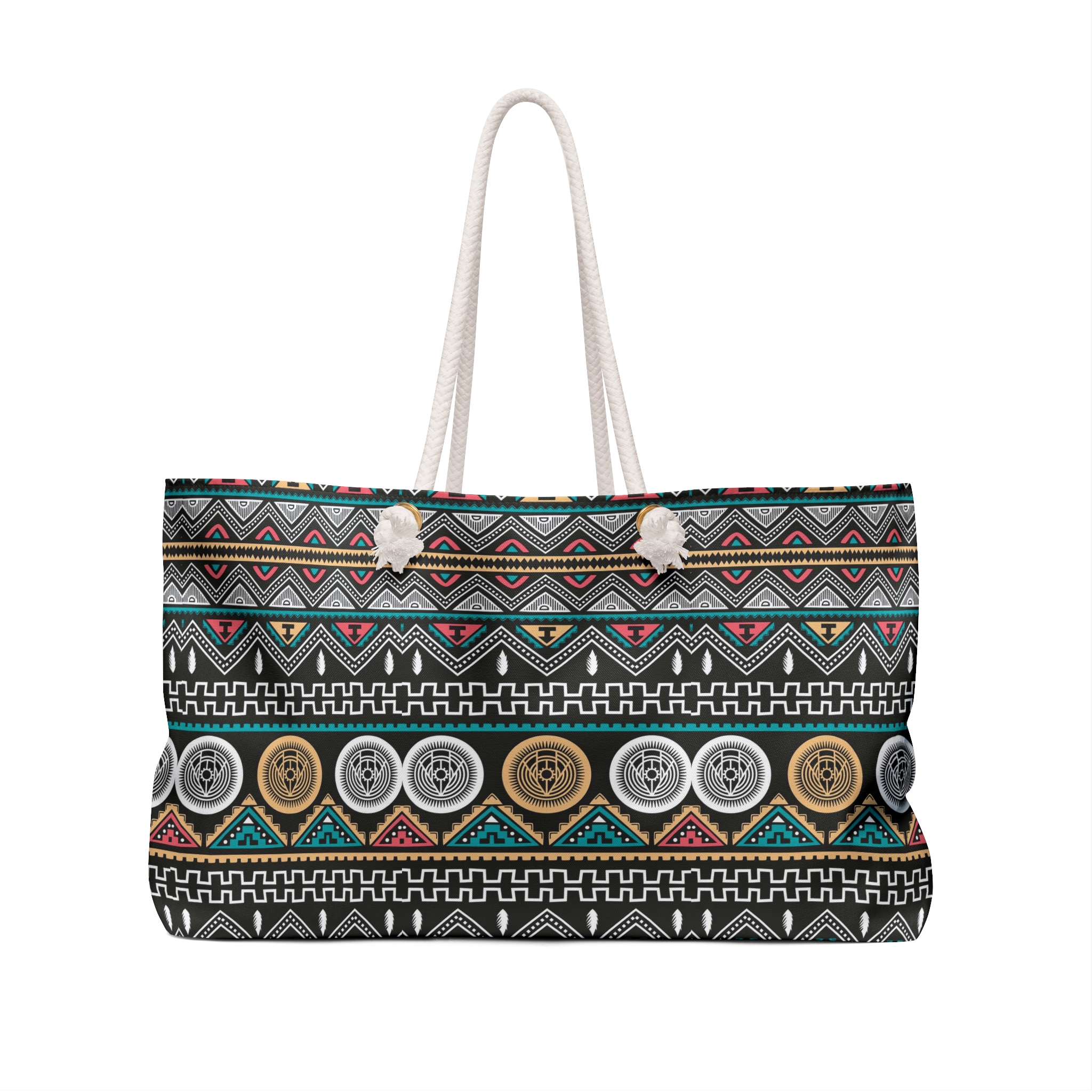 Boho Tribal Pattern Weekender Bag | Aztec Chevron Travel Tote - Görsel 2