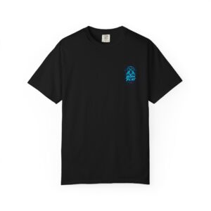 Gamer Hoodie Graphic T-Shirt | Neon Blue Arcade Logo, Play Fight Win