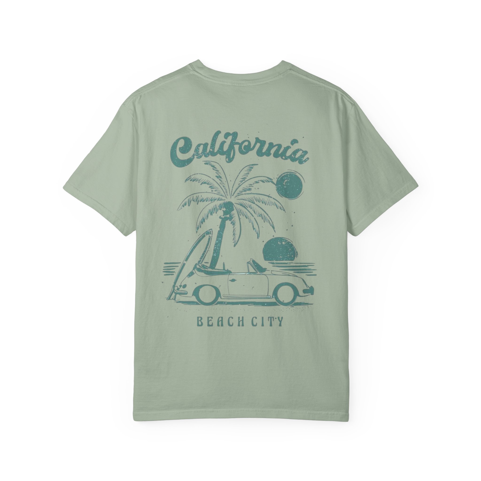 California Beach City graphic T-shirt | CA palm tree surf car design - Görsel 10