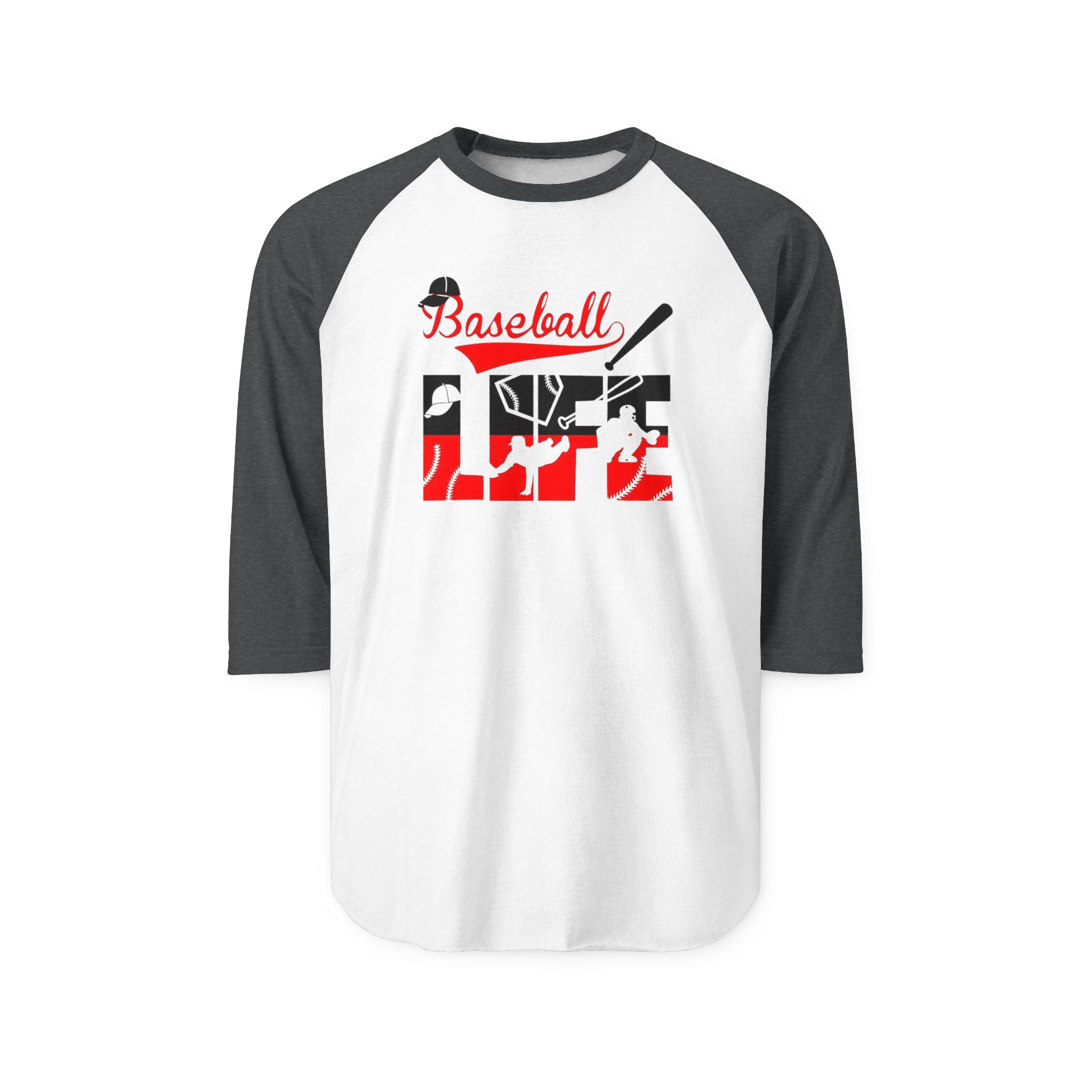 Baseball Life Raglan Shirt | Baseball Bat & Glove Graphic - Görsel 3