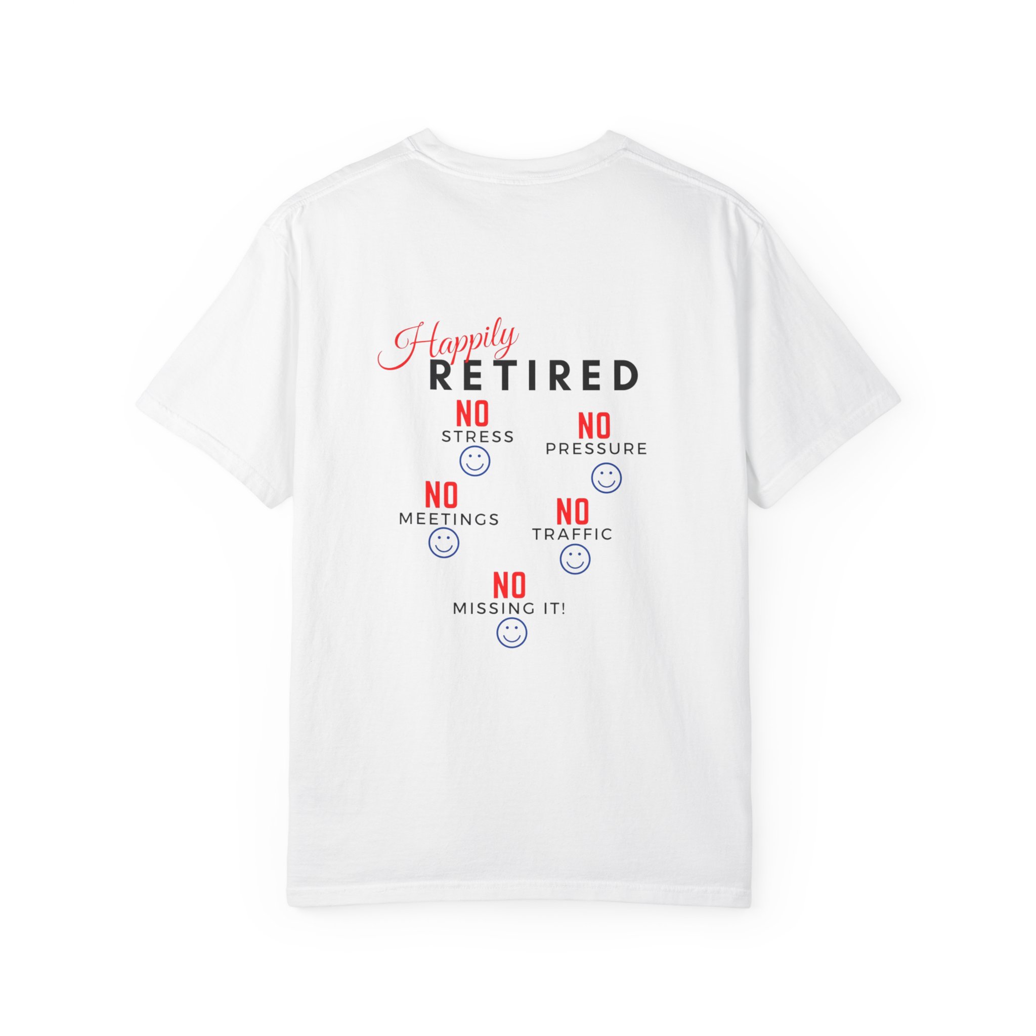 Happily Retired graphic T-shirt | Seven Day Weekend pocket design - Görsel 2
