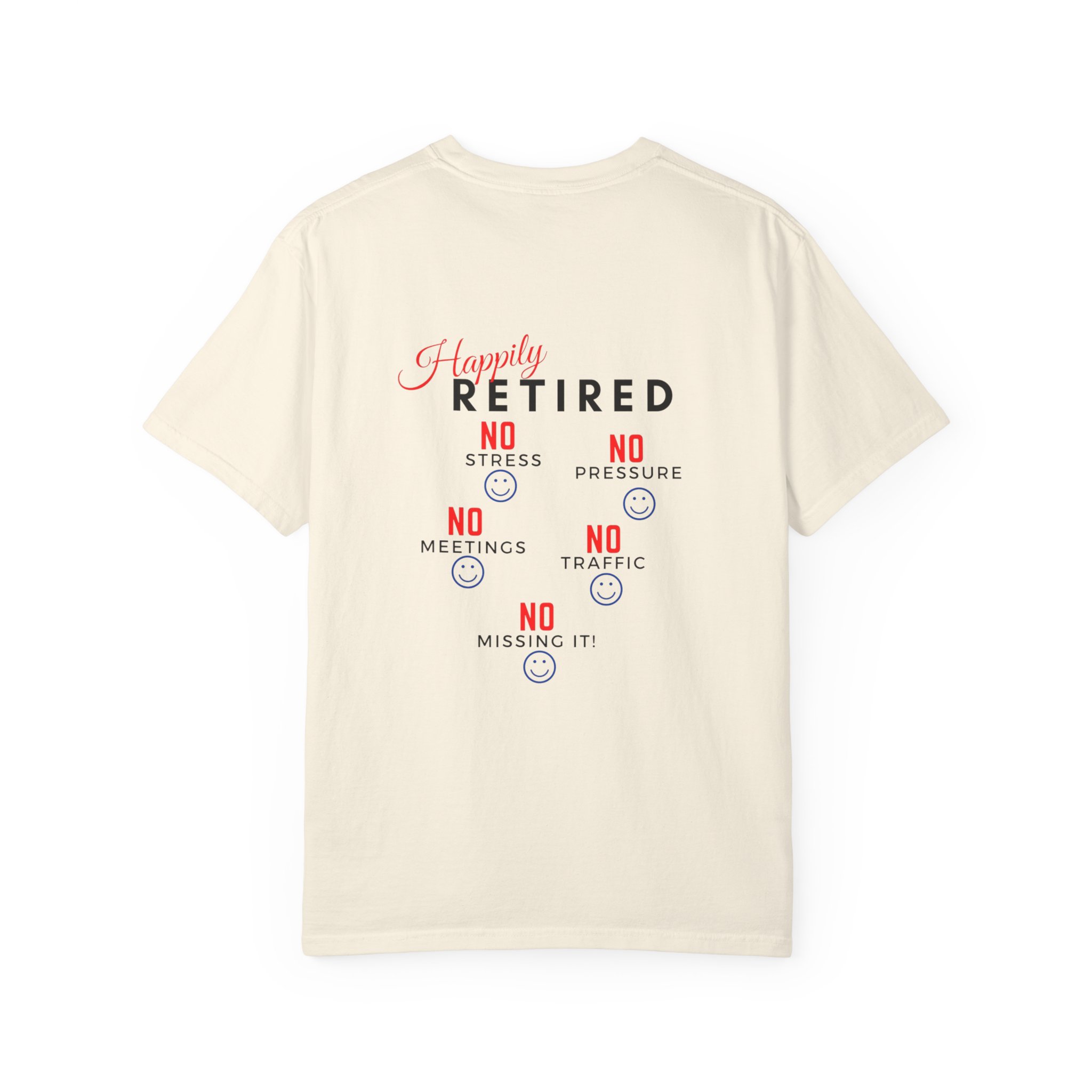 Happily Retired graphic T-shirt | Seven Day Weekend pocket design - Görsel 6