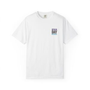 Happily Retired graphic T-shirt | Seven Day Weekend pocket design