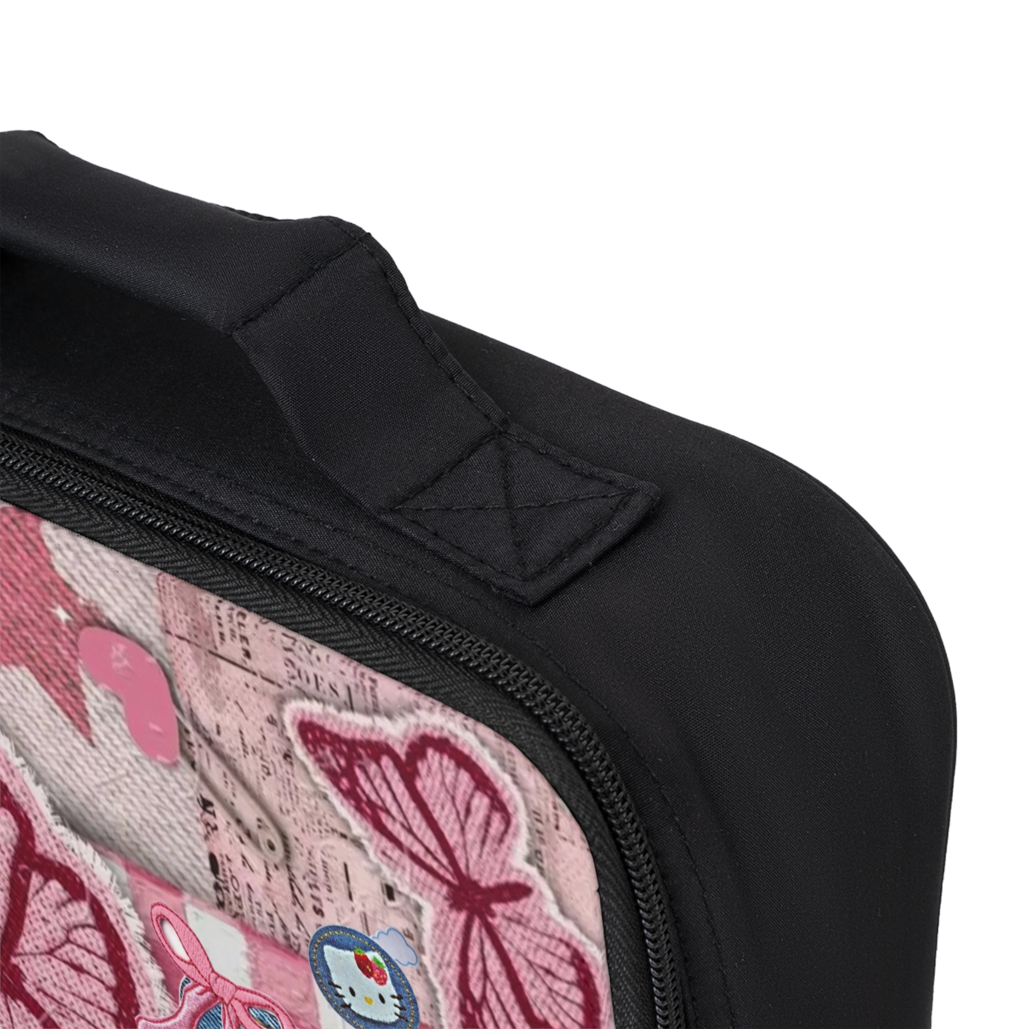 Pink Butterfly Patchwork Lunch Bag | Personalized Amelia Name Tag - Görsel 3