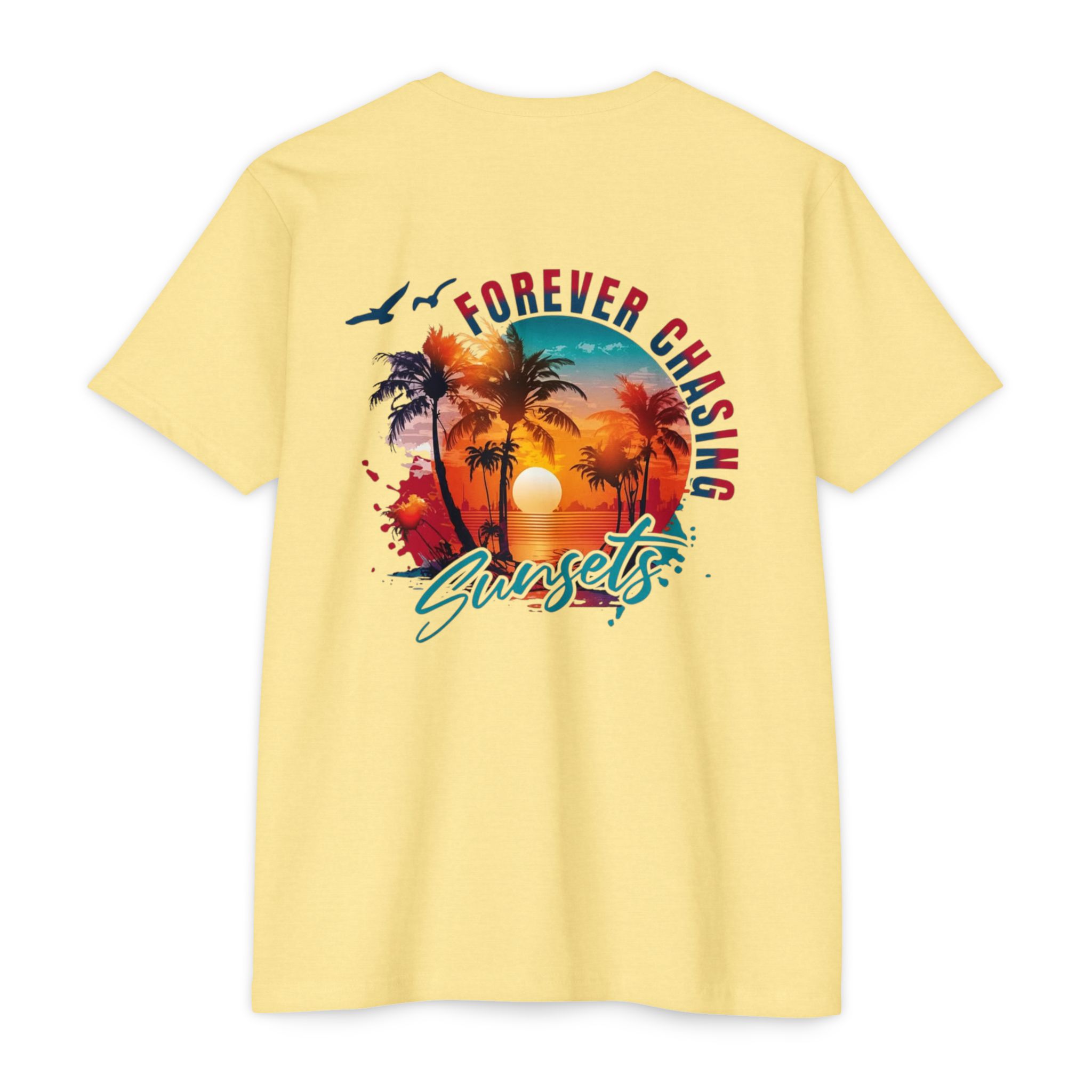 Forever Chasing Sunsets T-shirt | Tropical Palm Sunset Graphic - Görsel 2