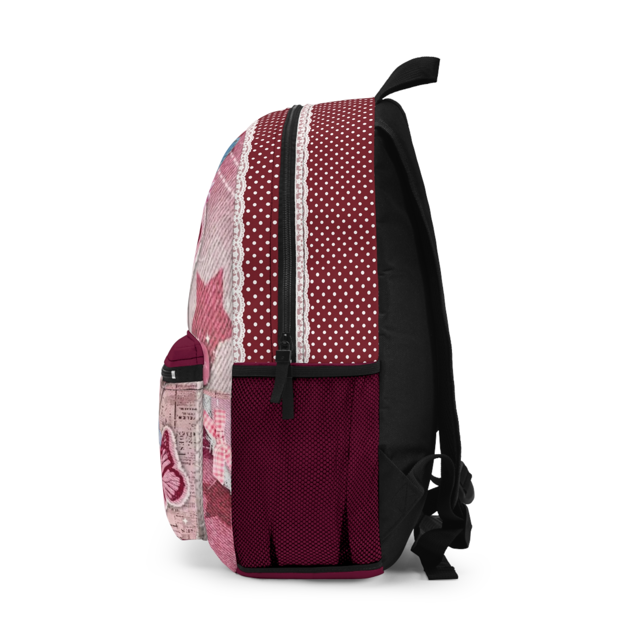 Pink Butterfly Patchwork Backpack | Imagine Name Amelia Kids School Bag - Görsel 6