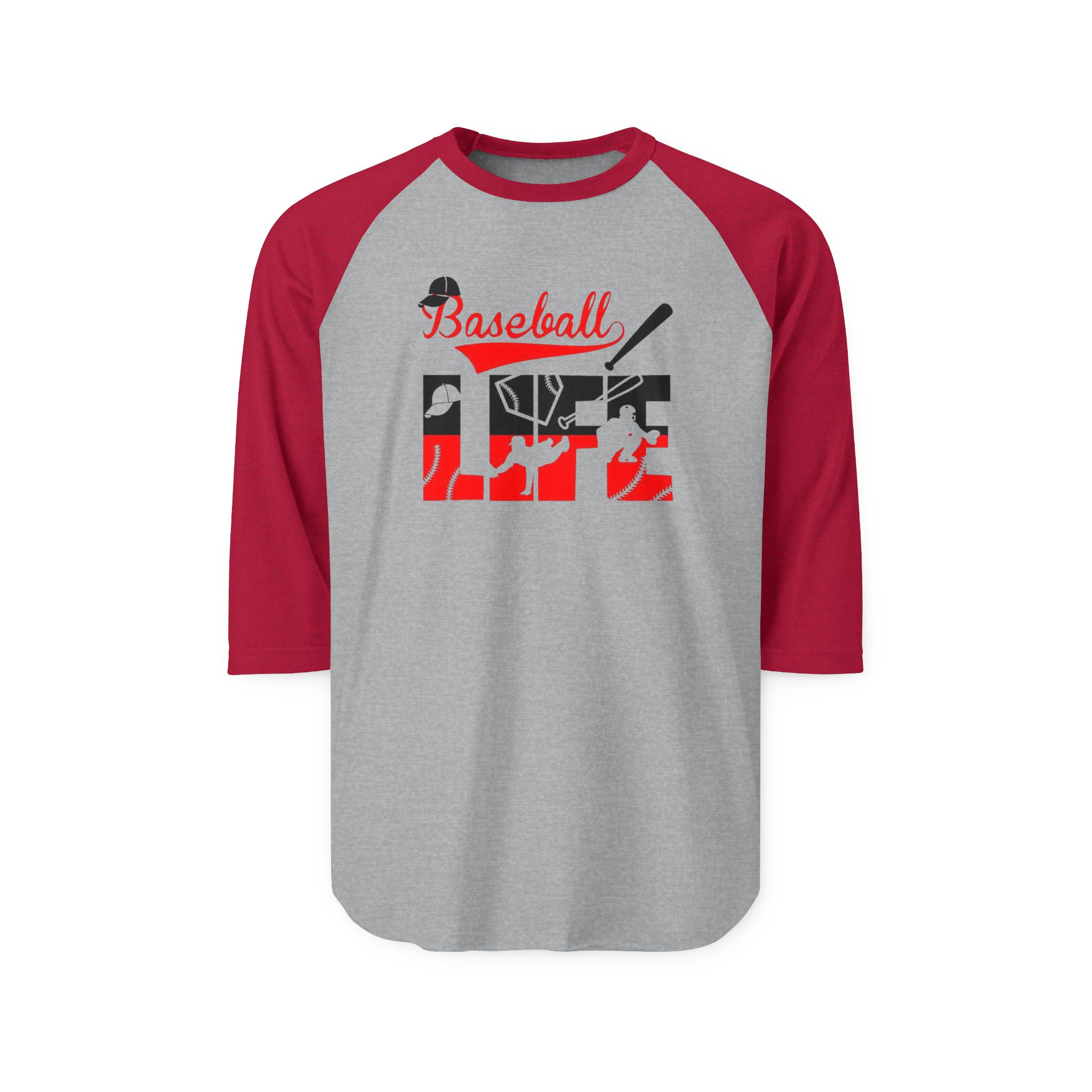 Baseball Life Raglan Shirt | Baseball Bat & Glove Graphic - Görsel 9