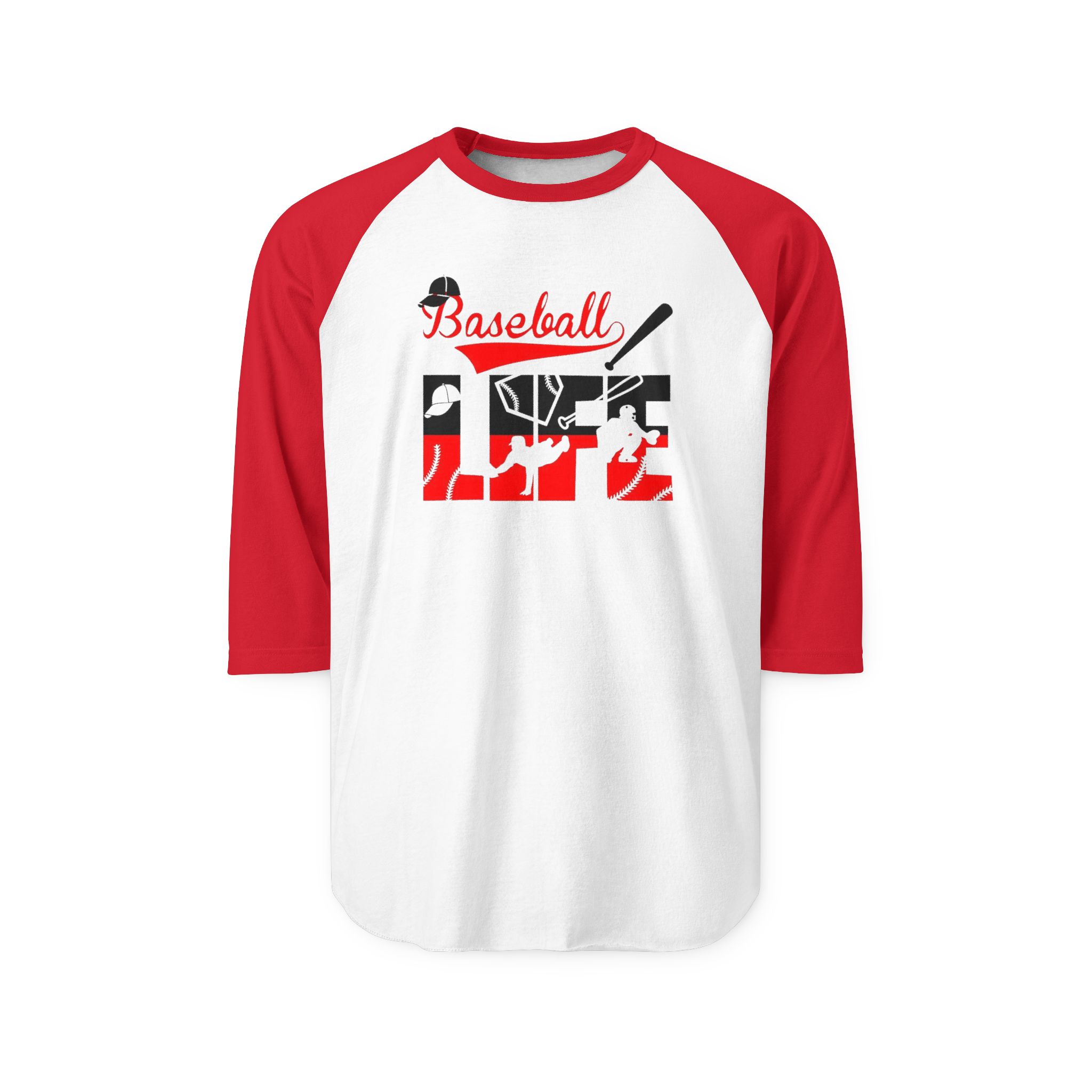 Baseball Life Raglan Shirt | Baseball Bat & Glove Graphic - Görsel 13