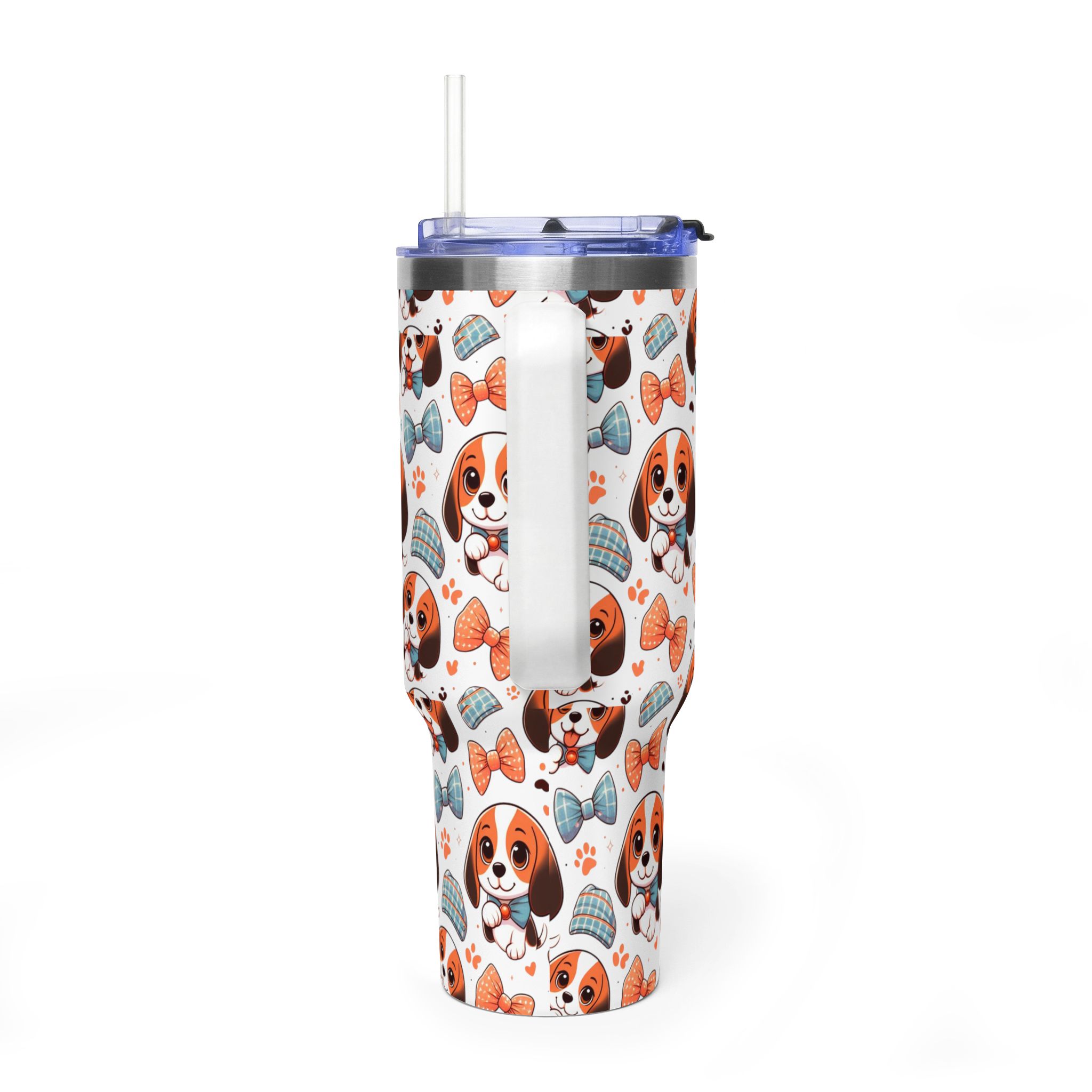 Cute Beagle Faces Bow Ties 40oz Tumbler | Vacuum Insulated Travel Mug - Görsel 3