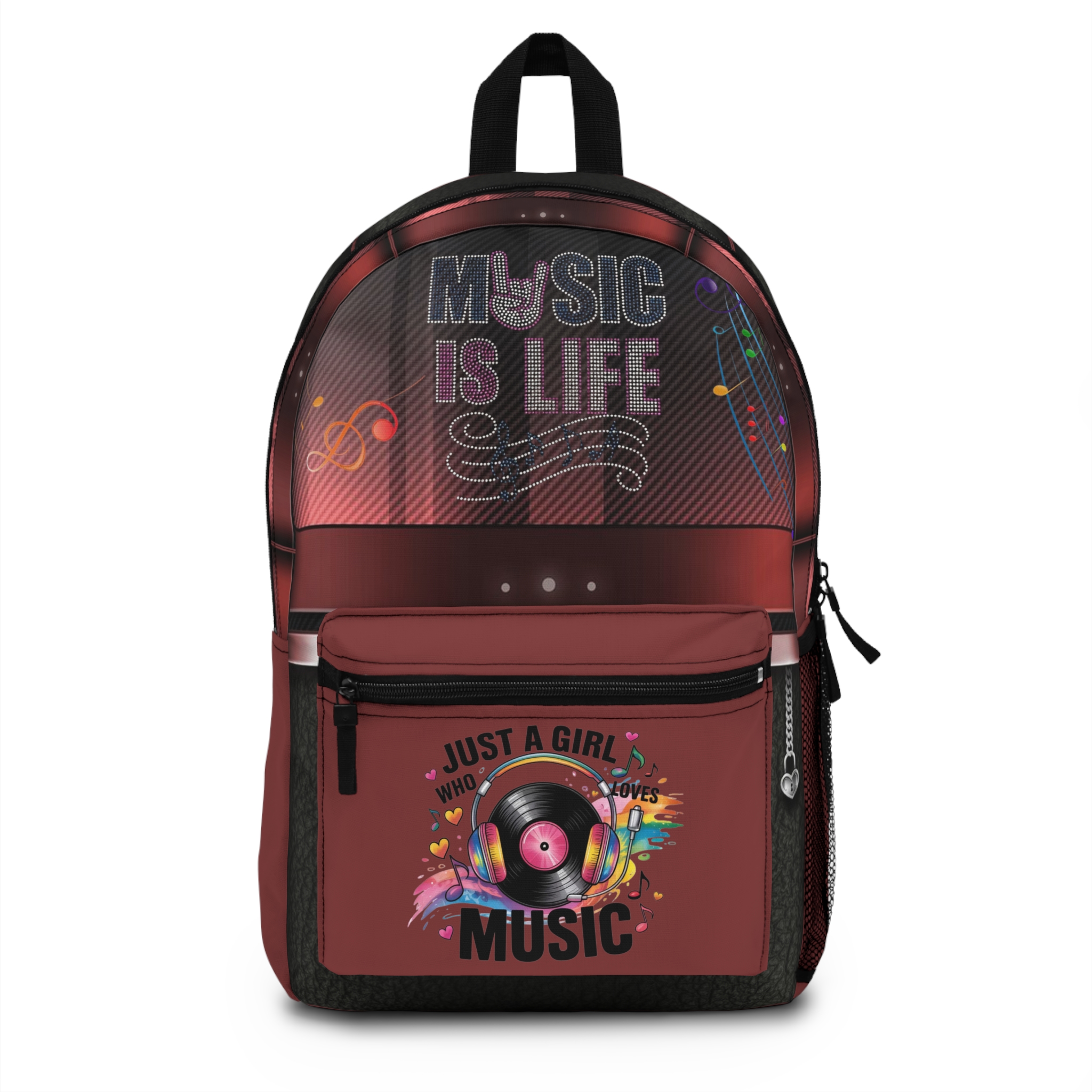 Music Is Life Backpack | Vinyl Record Just A Girl With Music Design
