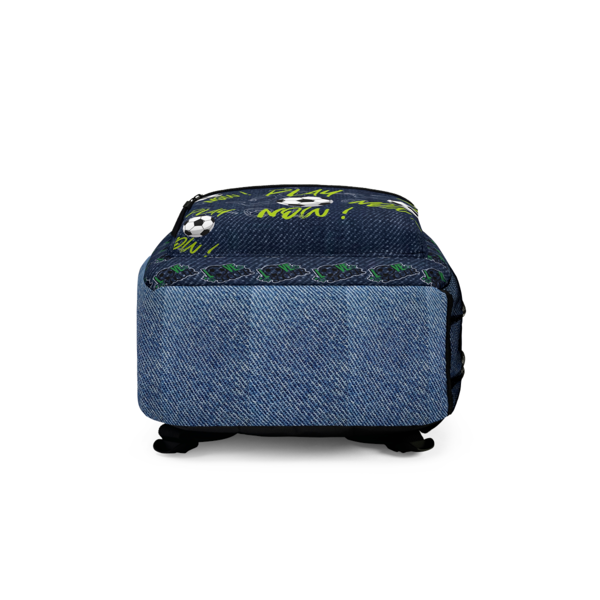 Soccer Graphic Backpack | Denim Pattern, Play Now Football Design - Görsel 5