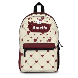 Hello Kitty Heart Pattern Backpack | Personalized Name Amelia