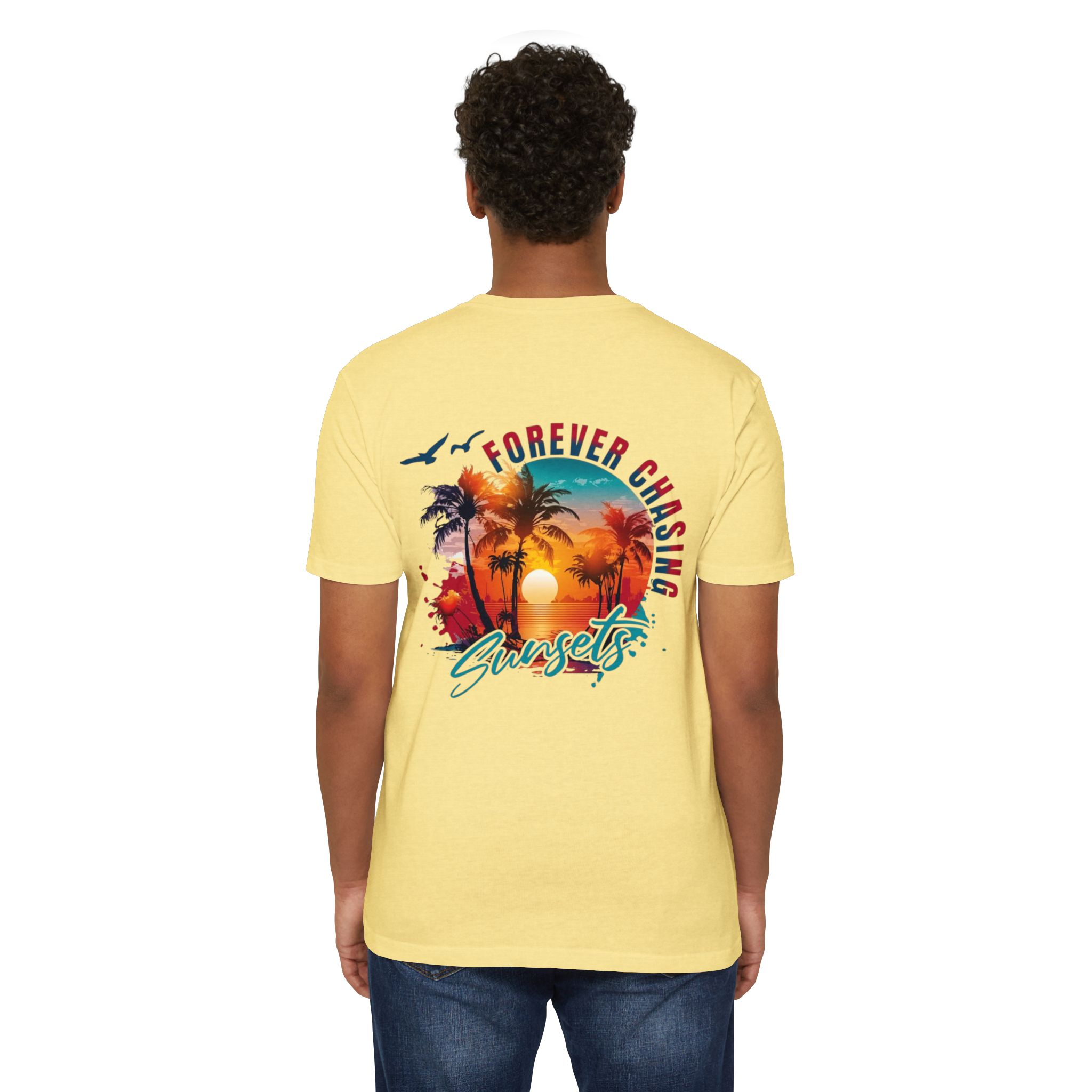 Forever Chasing Sunsets T-shirt | Tropical Palm Sunset Graphic - Görsel 4