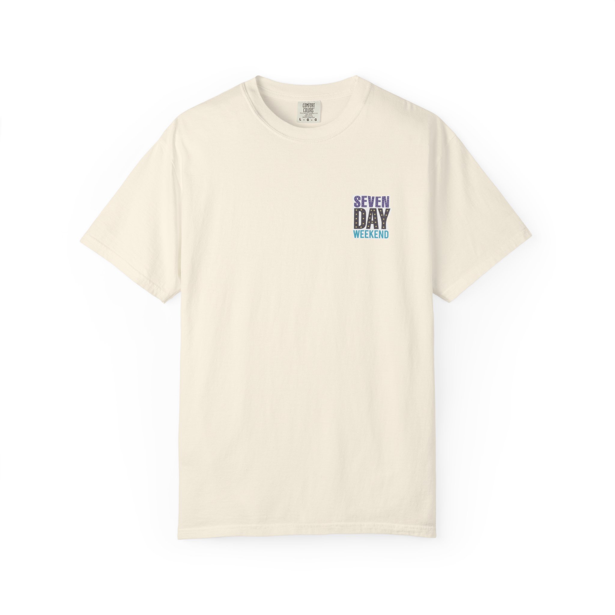Happily Retired graphic T-shirt | Seven Day Weekend pocket design - Görsel 5