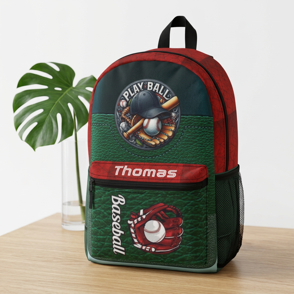 Play Ball Baseball Backpack | Personalized Name Sport School Bag - Görsel 2