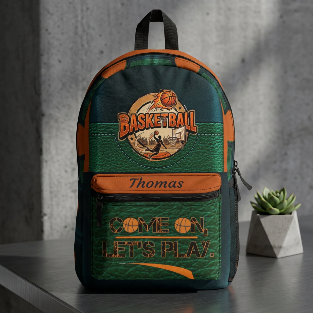 Basketball Backpack - 'Come On, Let's Play' Personalized Sports School Bag