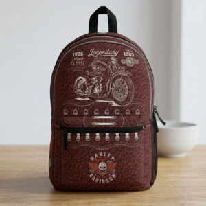 Vintage Motorcycle Skull design Backpack | Biker Harley Davidson Style
