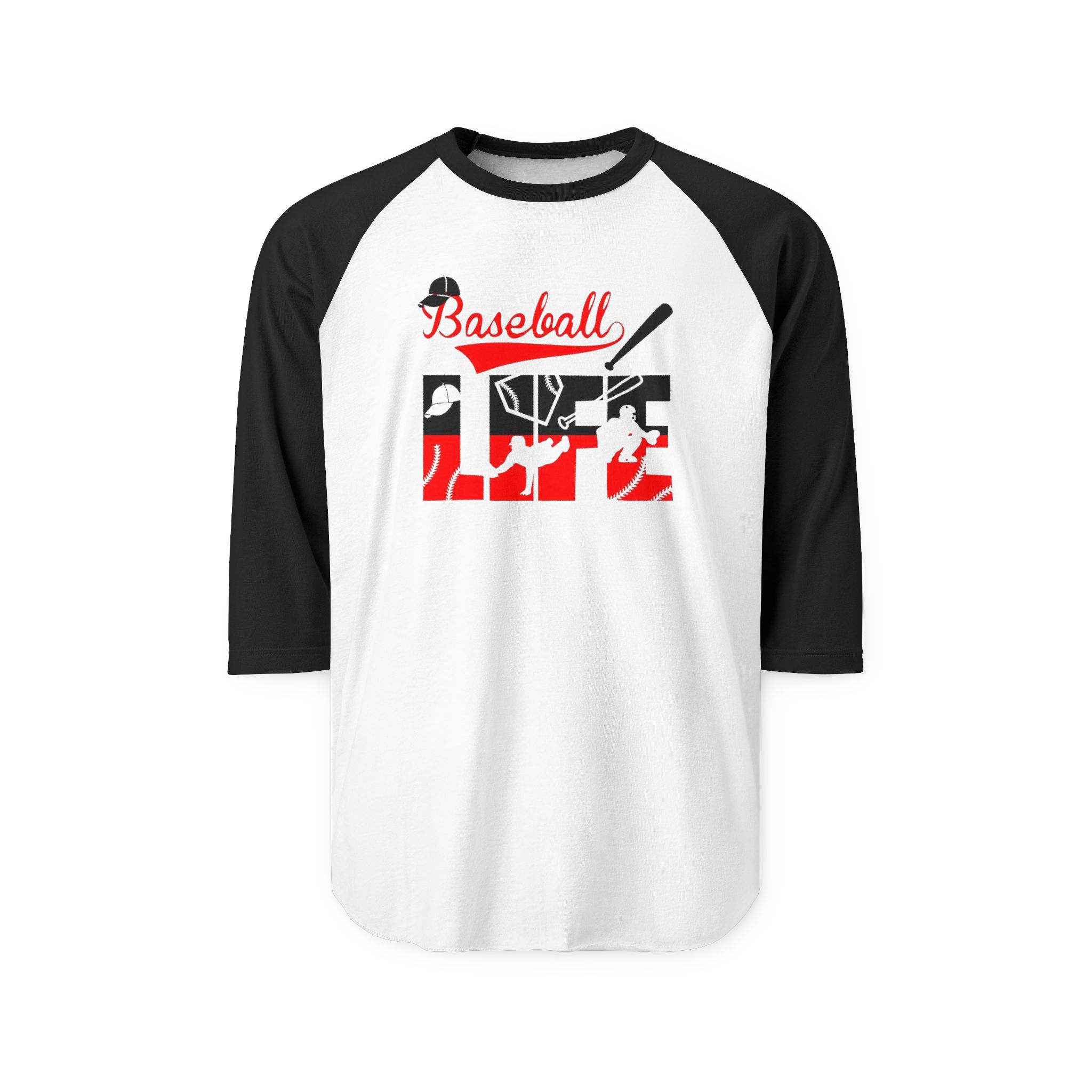 Baseball Life Raglan Shirt | Baseball Bat & Glove Graphic - Görsel 7
