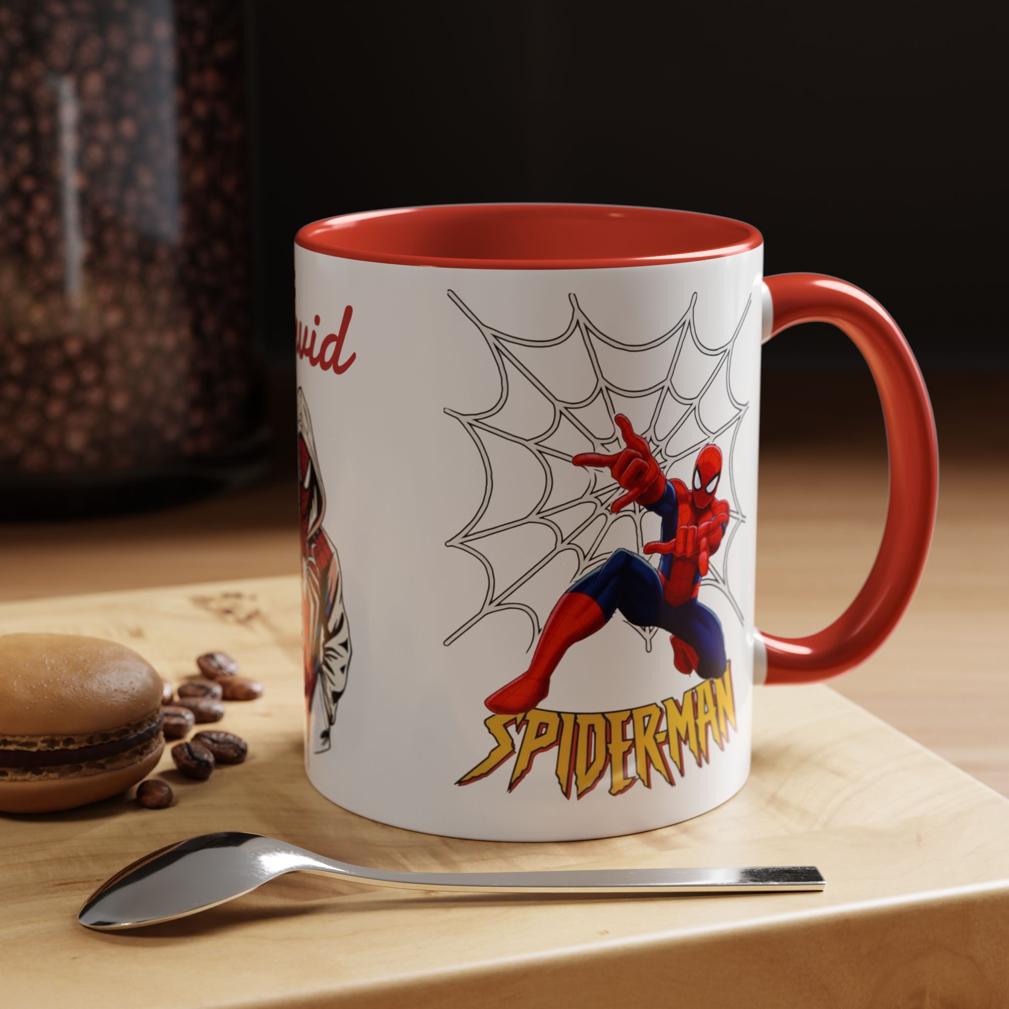 Custom Spider Hero Name Mug, Accent Coffee Mug (11oz, 15oz) | Spider-Man Hoodie Illustration - Görsel 5