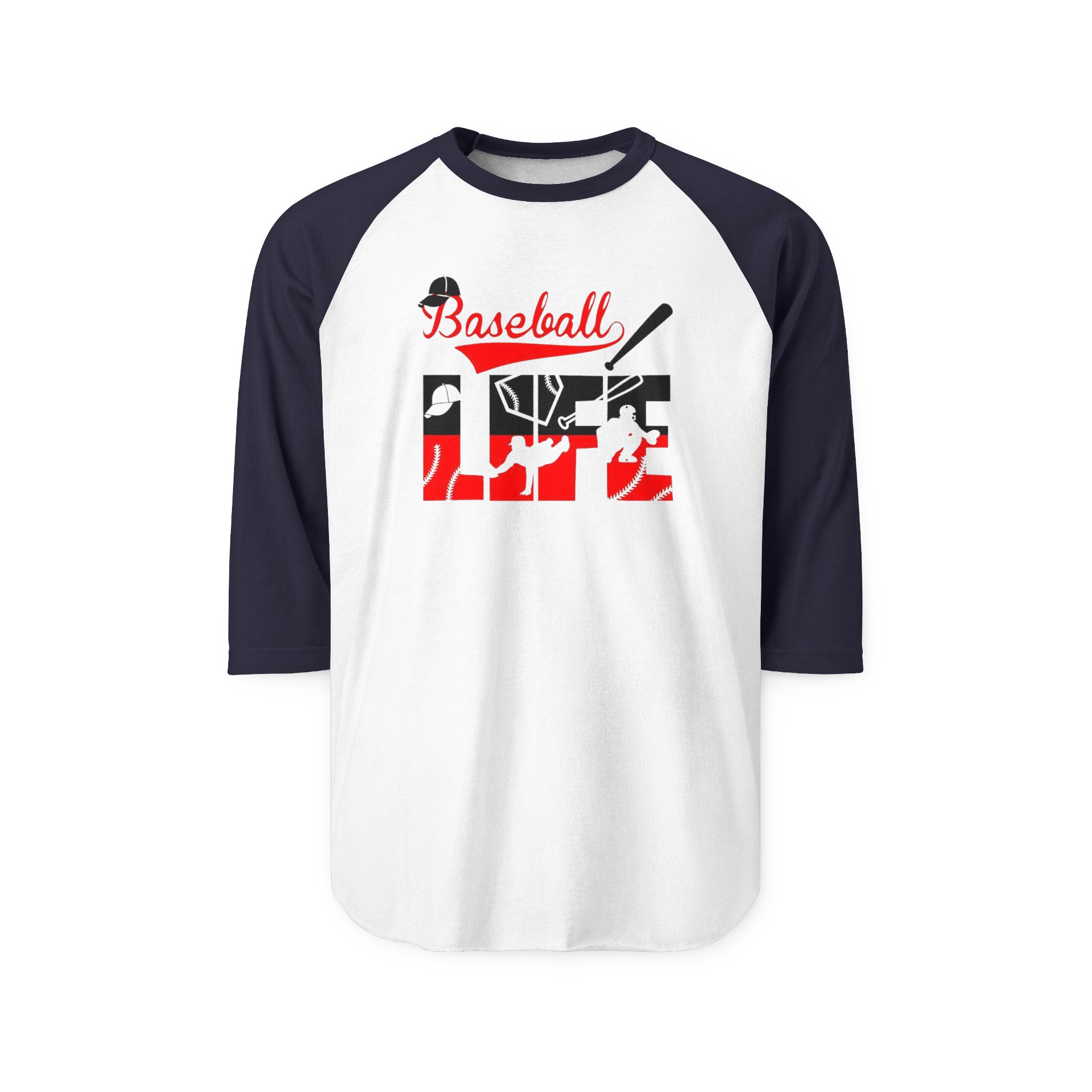 Baseball Life Raglan Shirt | Baseball Bat & Glove Graphic - Görsel 11