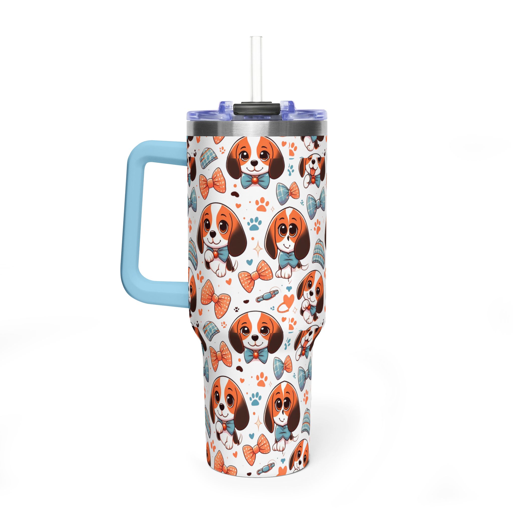 Cute Beagle Faces Bow Ties 40oz Tumbler | Vacuum Insulated Travel Mug - Görsel 6