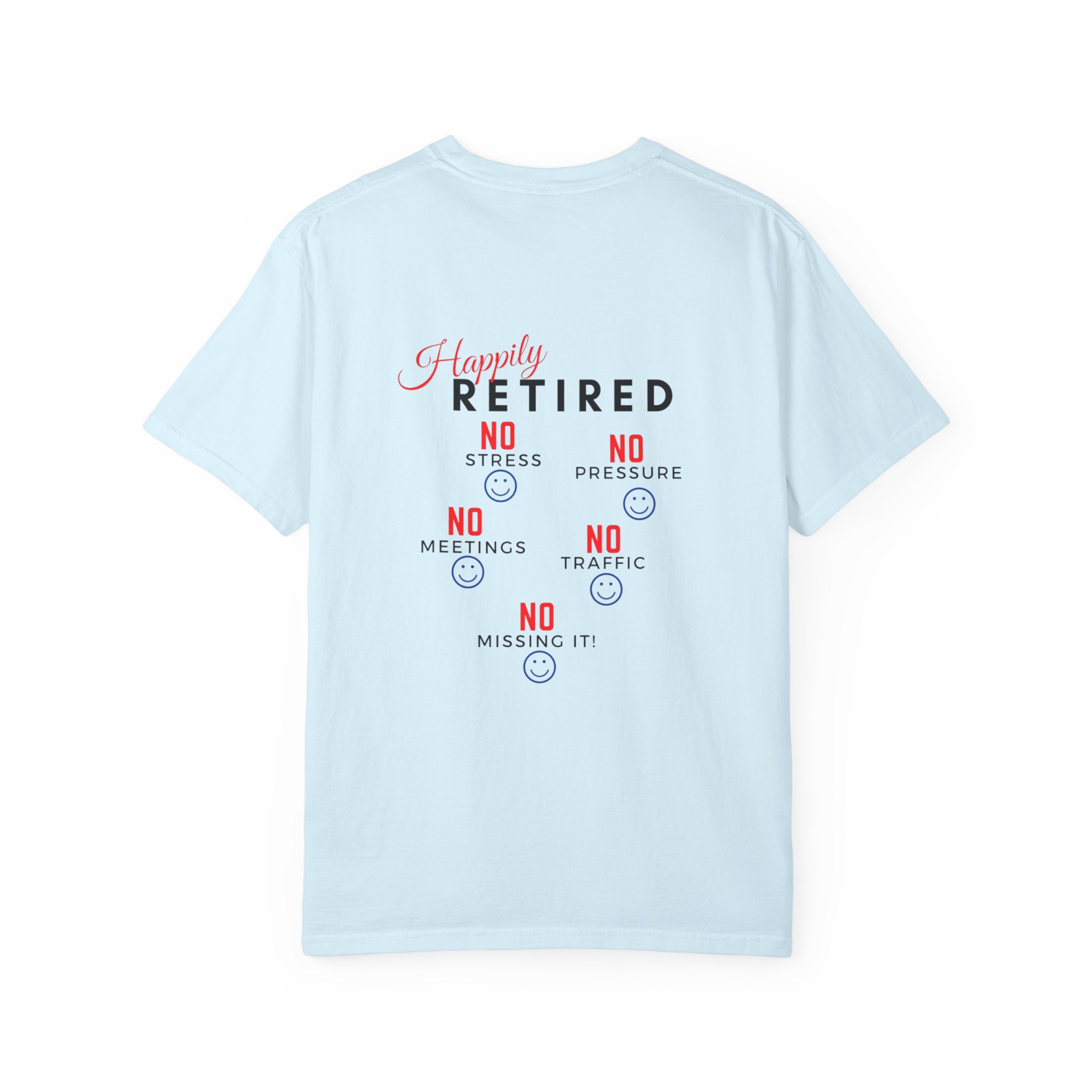 Happily Retired graphic T-shirt | Seven Day Weekend pocket design - Görsel 10