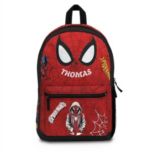 Personalized Spider Mask Name Backpack | Red Spiderweb Comic Design