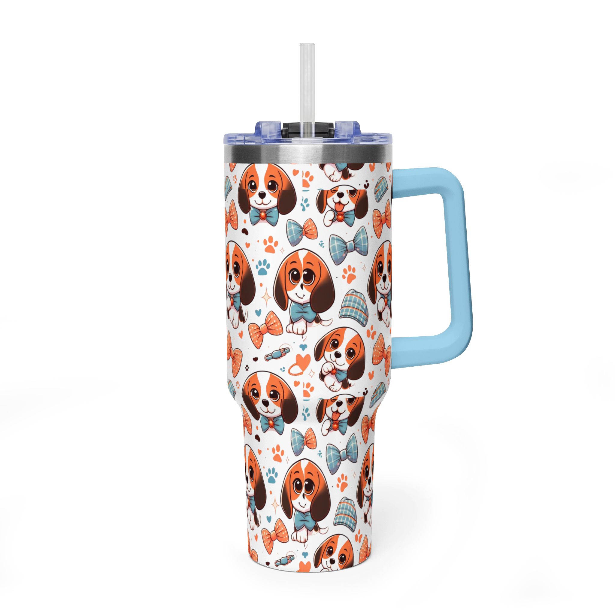 Cute Beagle Faces Bow Ties 40oz Tumbler | Vacuum Insulated Travel Mug - Görsel 8