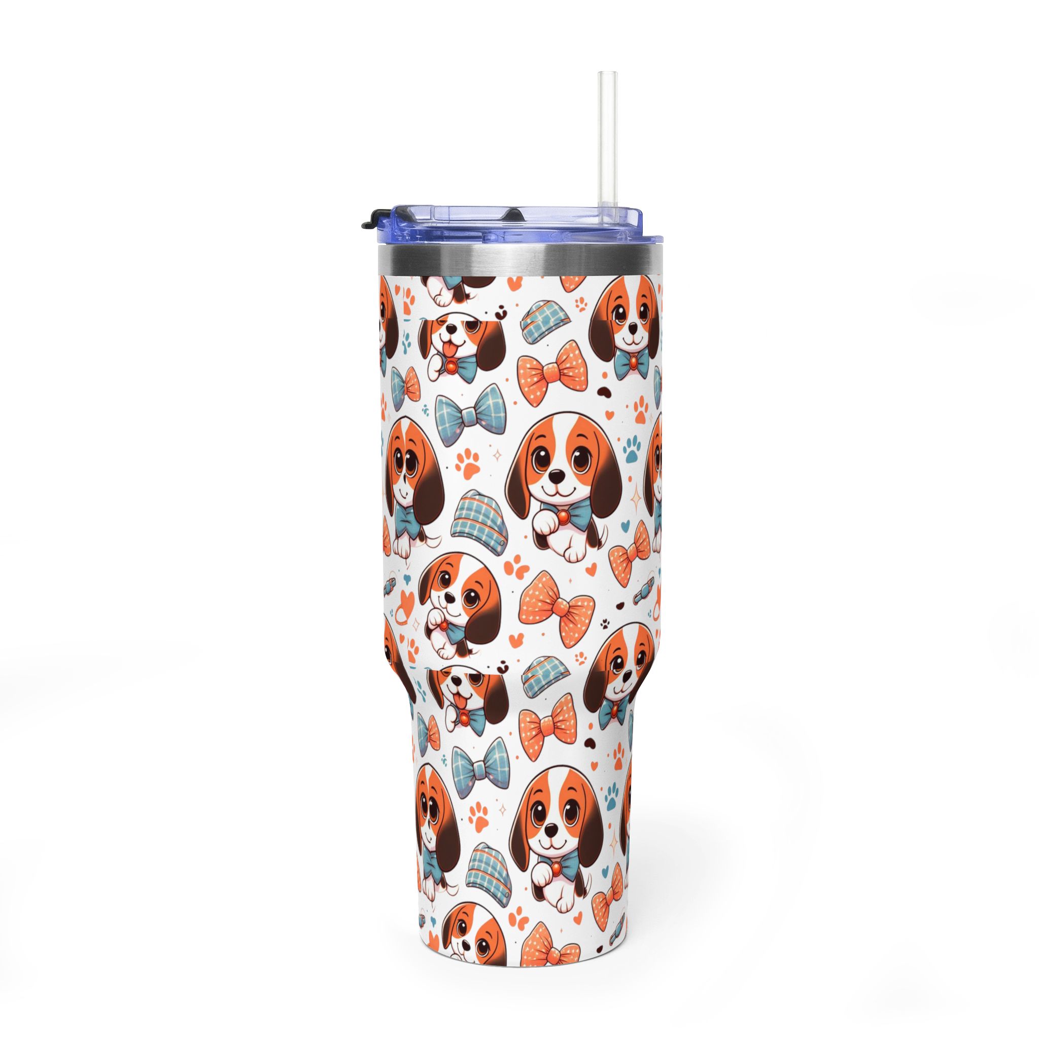 Cute Beagle Faces Bow Ties 40oz Tumbler | Vacuum Insulated Travel Mug - Görsel 5