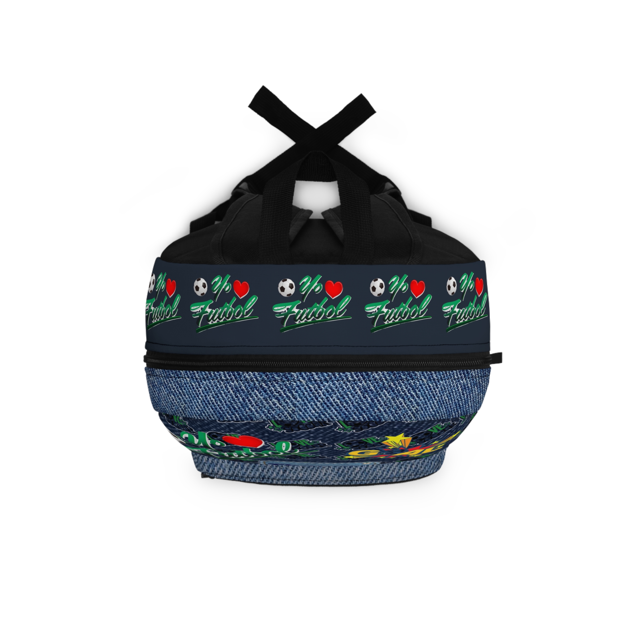 Soccer Graphic Backpack | Denim Pattern, Play Now Football Design - Görsel 4