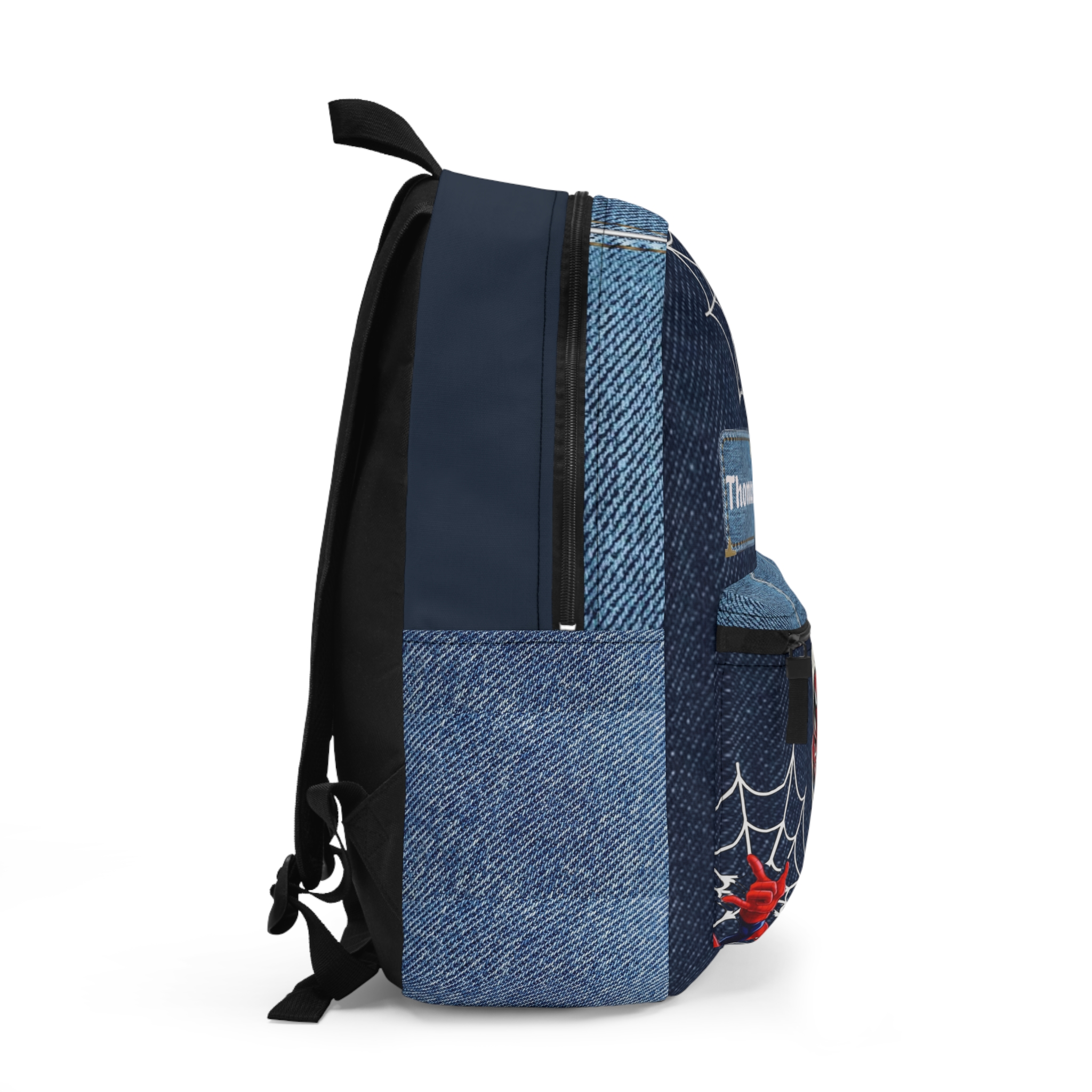 Spider-Man Webs backpack | Personalized name patch, Kids denim superhero bag - Görsel 2