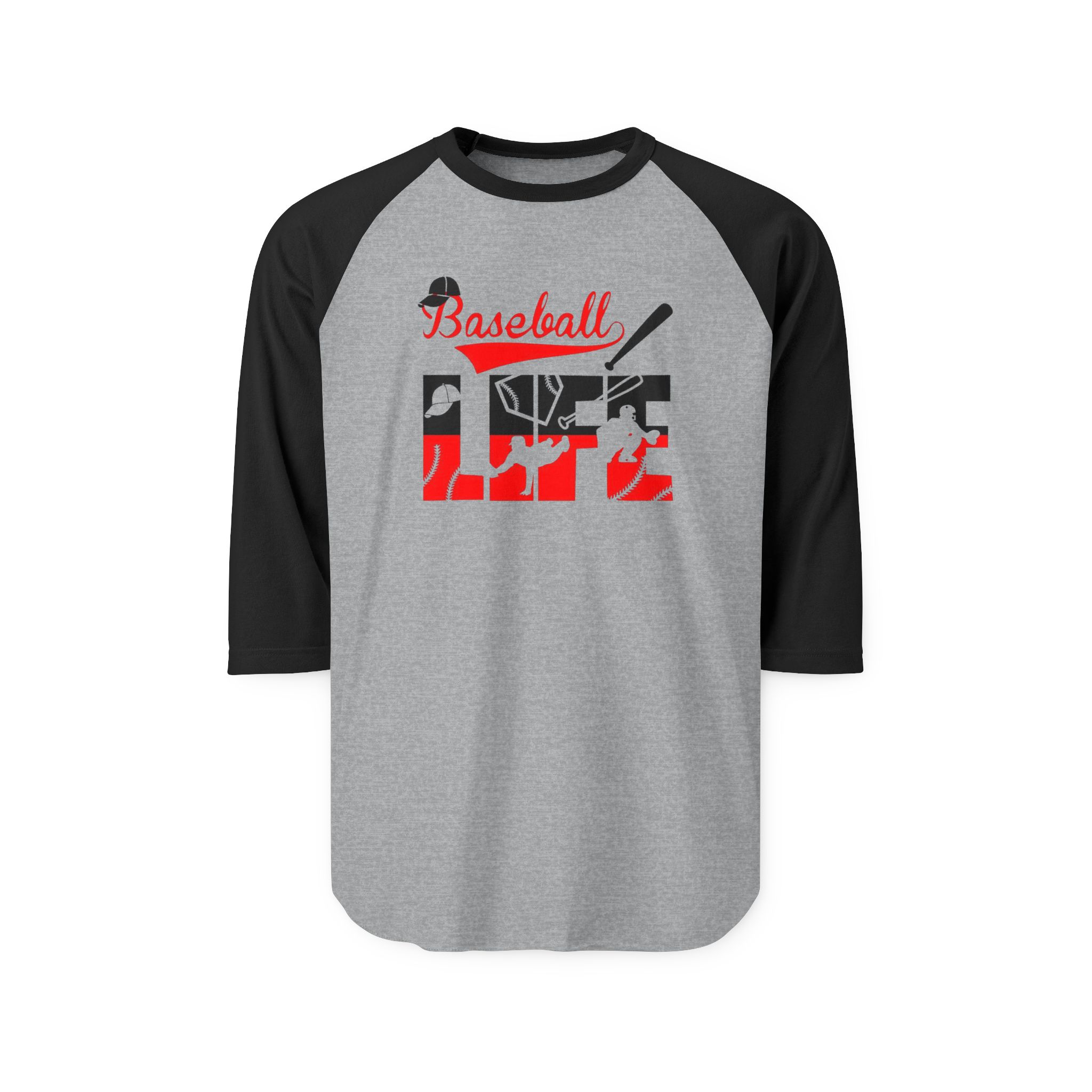 Baseball Life Raglan Shirt | Baseball Bat & Glove Graphic - Görsel 5