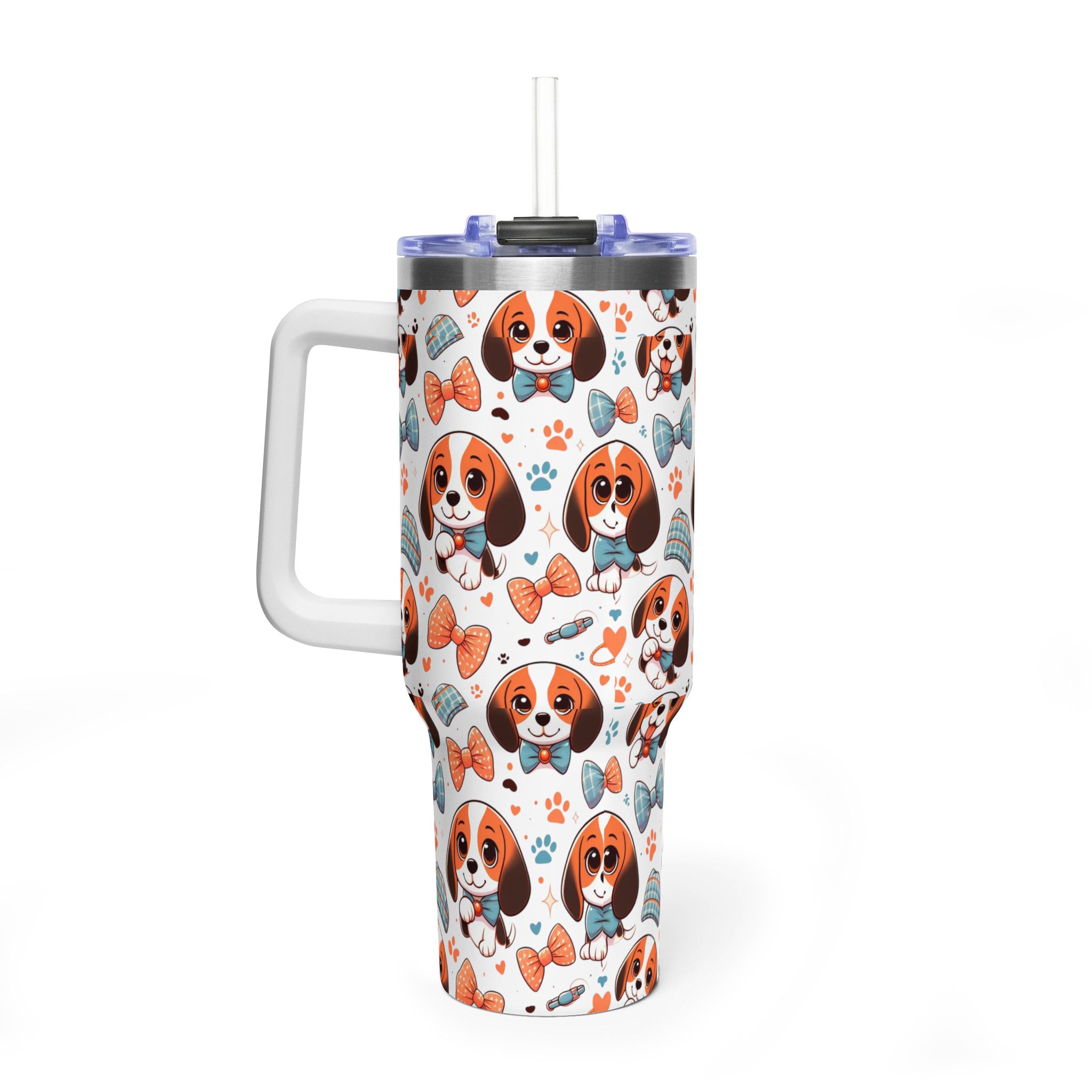 Cute Beagle Faces Bow Ties 40oz Tumbler | Vacuum Insulated Travel Mug - Görsel 2
