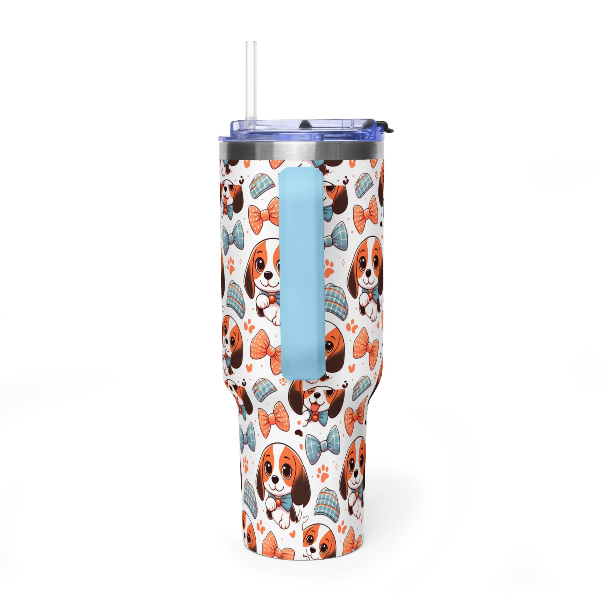 Cute Beagle Faces Bow Ties 40oz Tumbler | Vacuum Insulated Travel Mug - Görsel 7